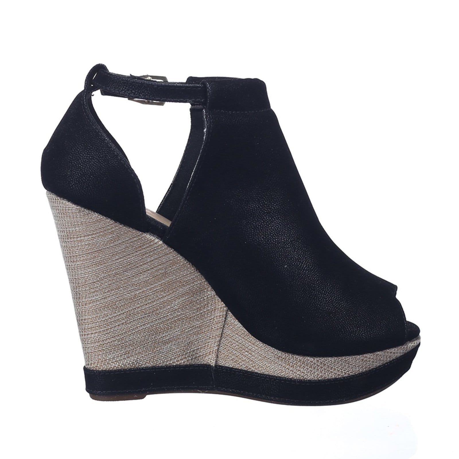 Vista 2 Sandália Feminina Salto Anabela 3013 Nobucado Flor da Pele preto