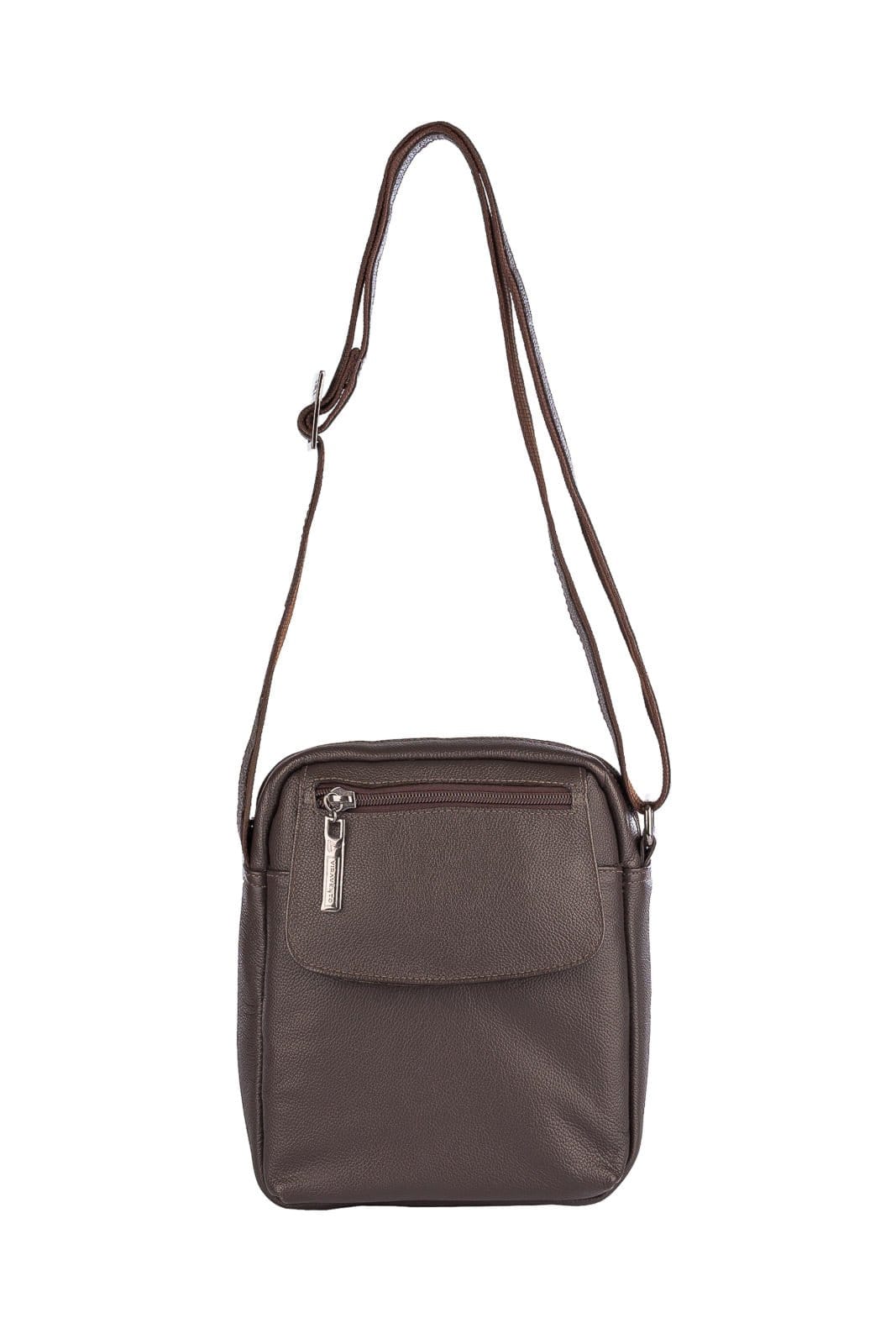 Vista principal Bolsa Vira Vento Tiracolo De Couro Yuri Vira Vento café