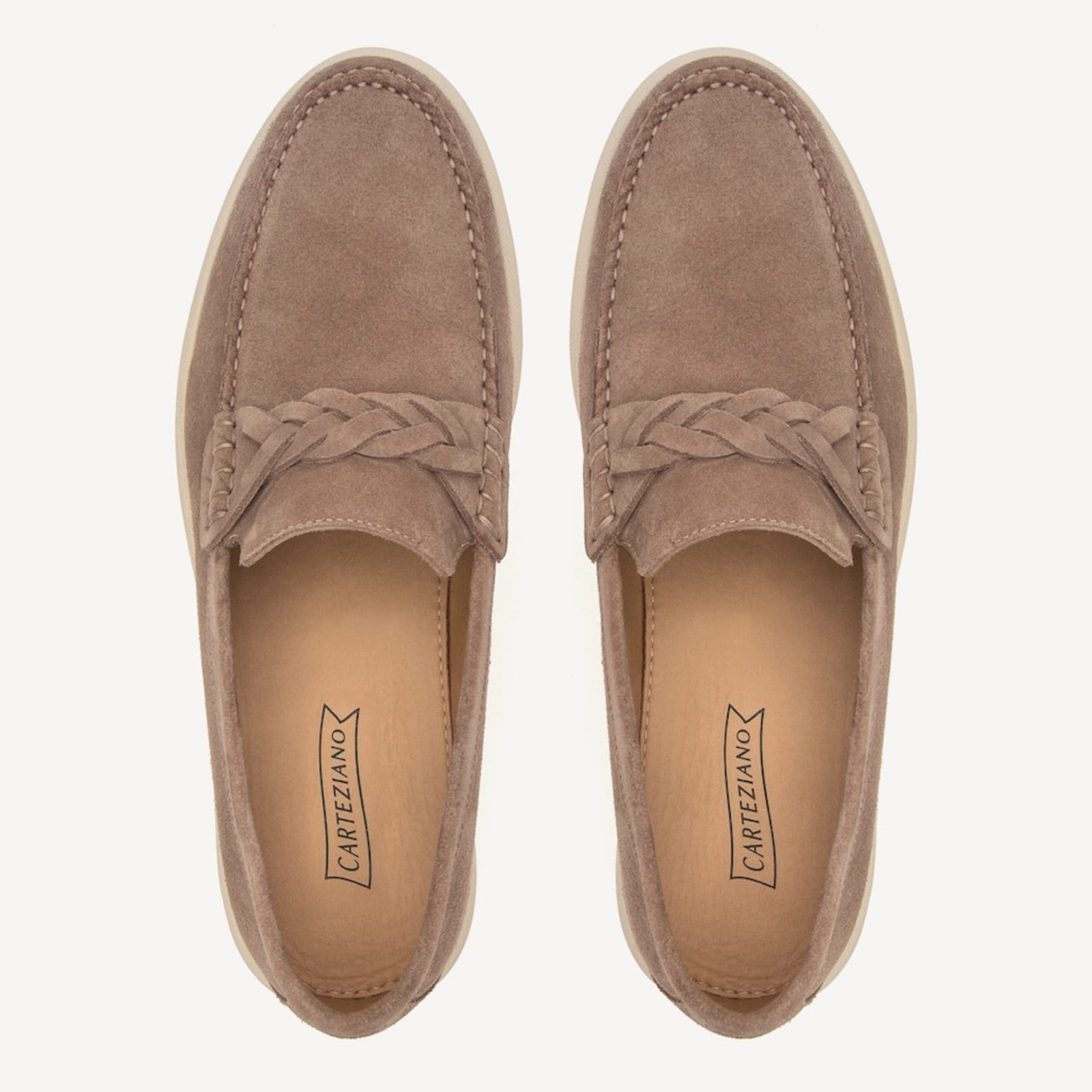 Vista 2 Loafer Masculino em Couro Sardine Taupe Carteziano marrom
