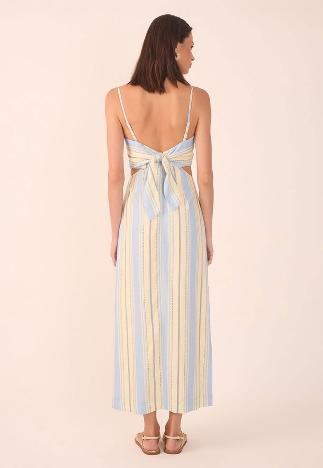 Vista 2 Vestido Dress To Midi Listrado Cut Out Dress to azul
