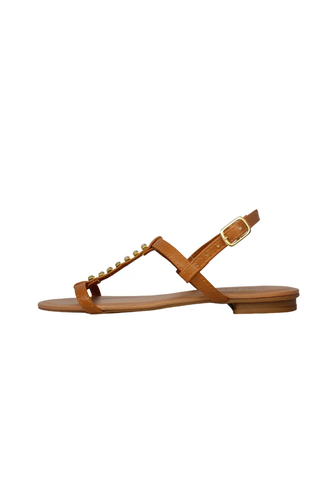 Vista 2 Sandália Rasteira Luiza Sobreira Strass Mod. 2037 Luiza Sobreira caramelo