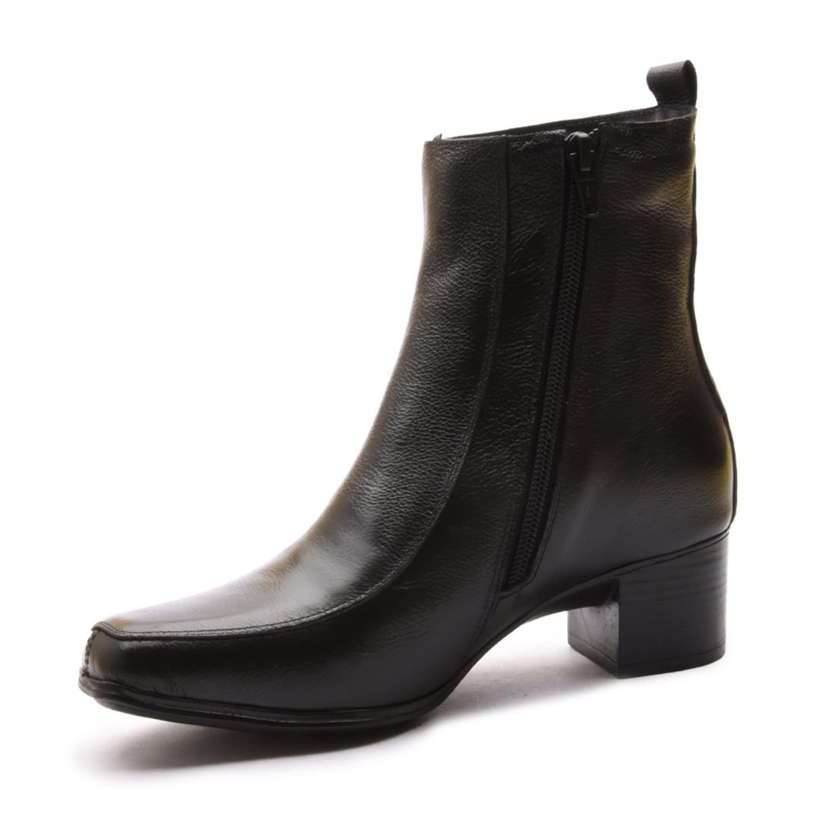 Vista principal Bota Feminina Em Couro Com Zíper Confortável Fabiana Madus preto