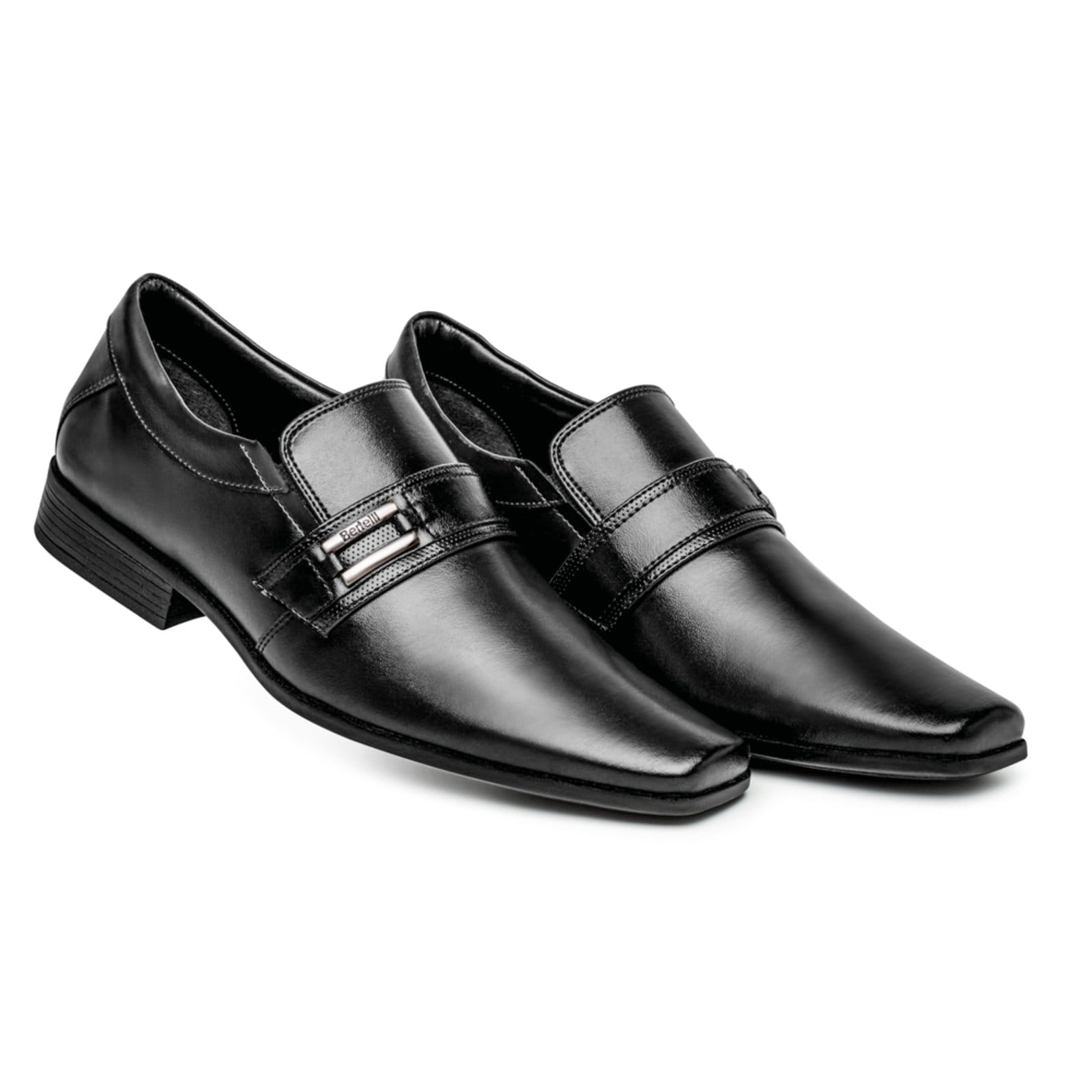 Vista 2 Sapato Social Tradicional Elegante Detalhe Metal Premium Nine4 preto