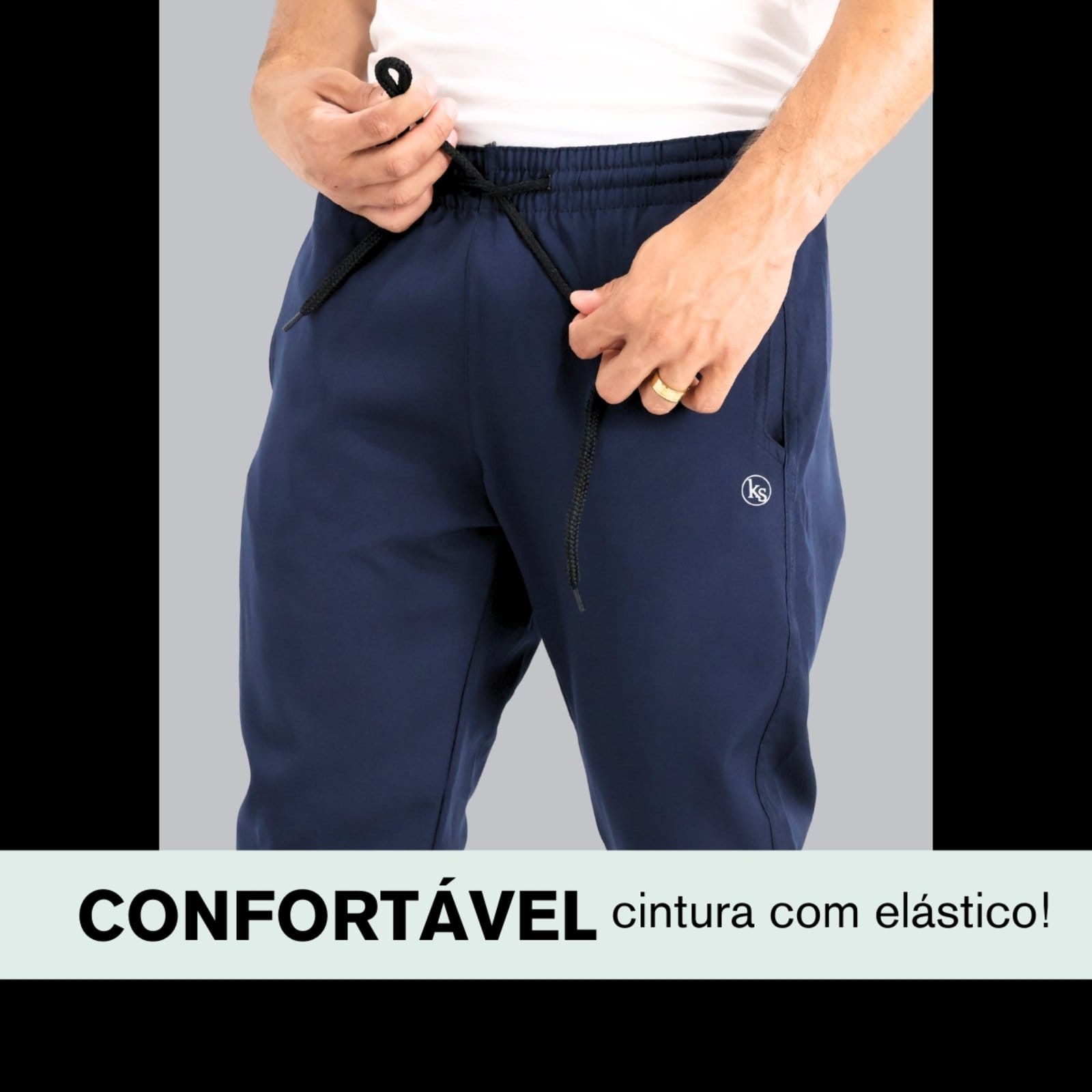 KIT 2 Calça Jogger KS Tactel Elastano Premium Casual Esporte