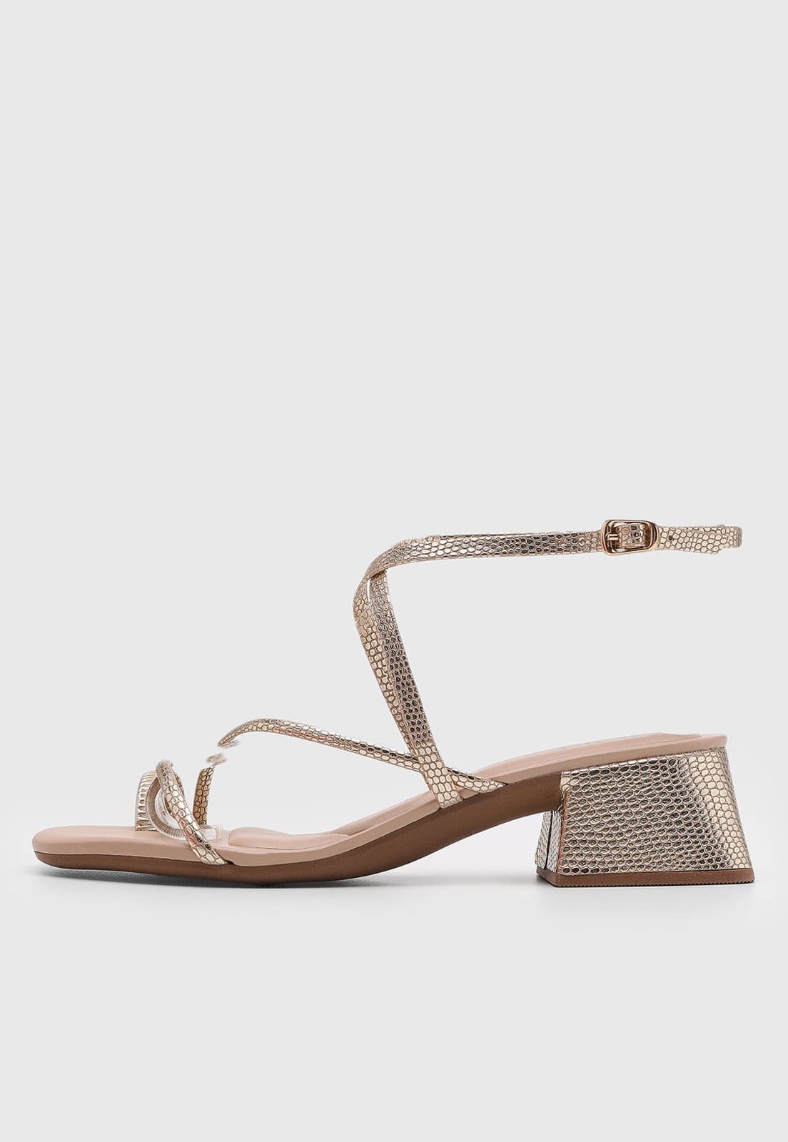 Sandália Feminina cê Tiras Metalizadas Dourada