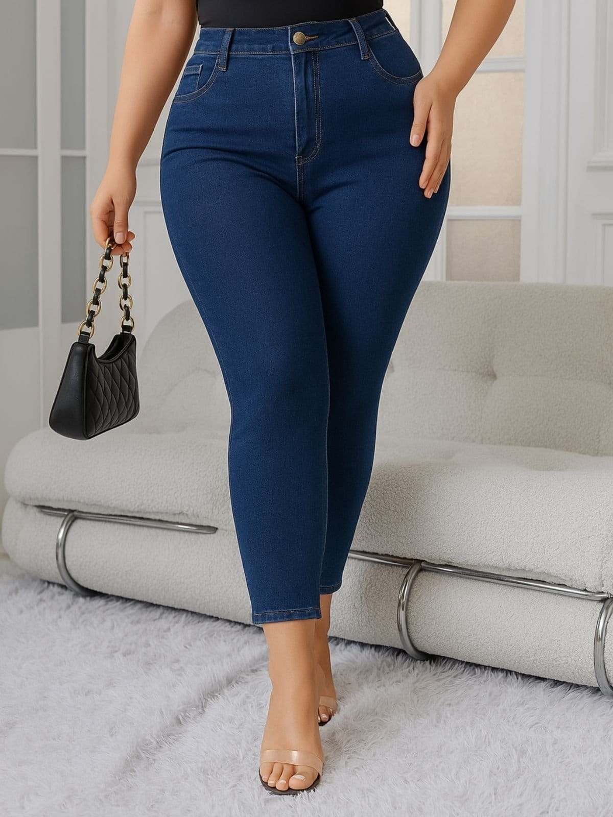 Calça Jeans Plus Size Feminina CKF Wear Pentagono Escuro
