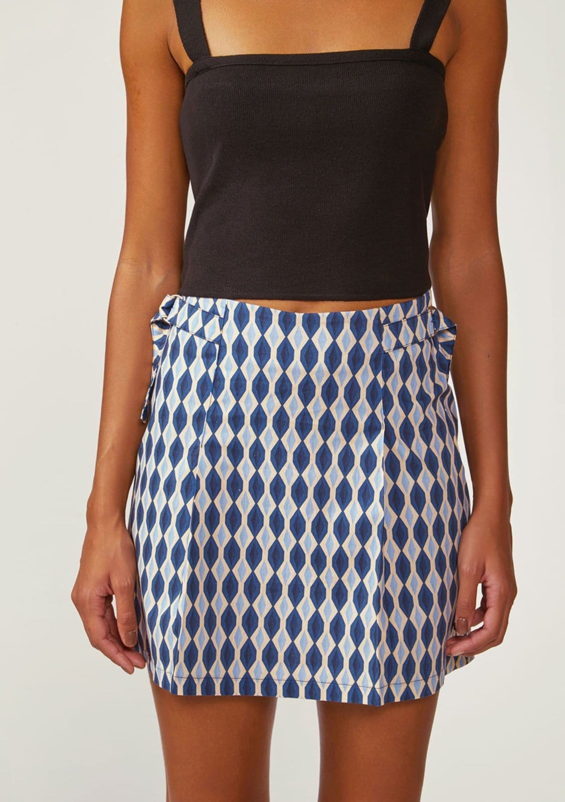 Vista 2 Saia Zinco Lápis Alta Curta Zinco azul