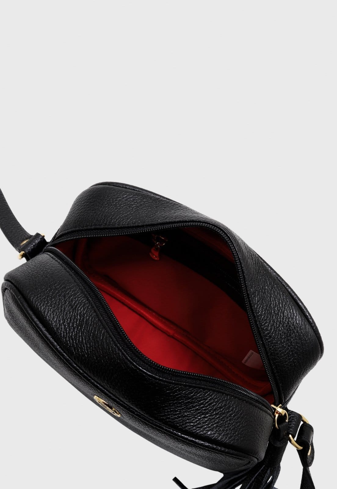 Vista 2 Bolsa Transversal de Couro Mariart Titânio Preta Mariart pink/preto pink