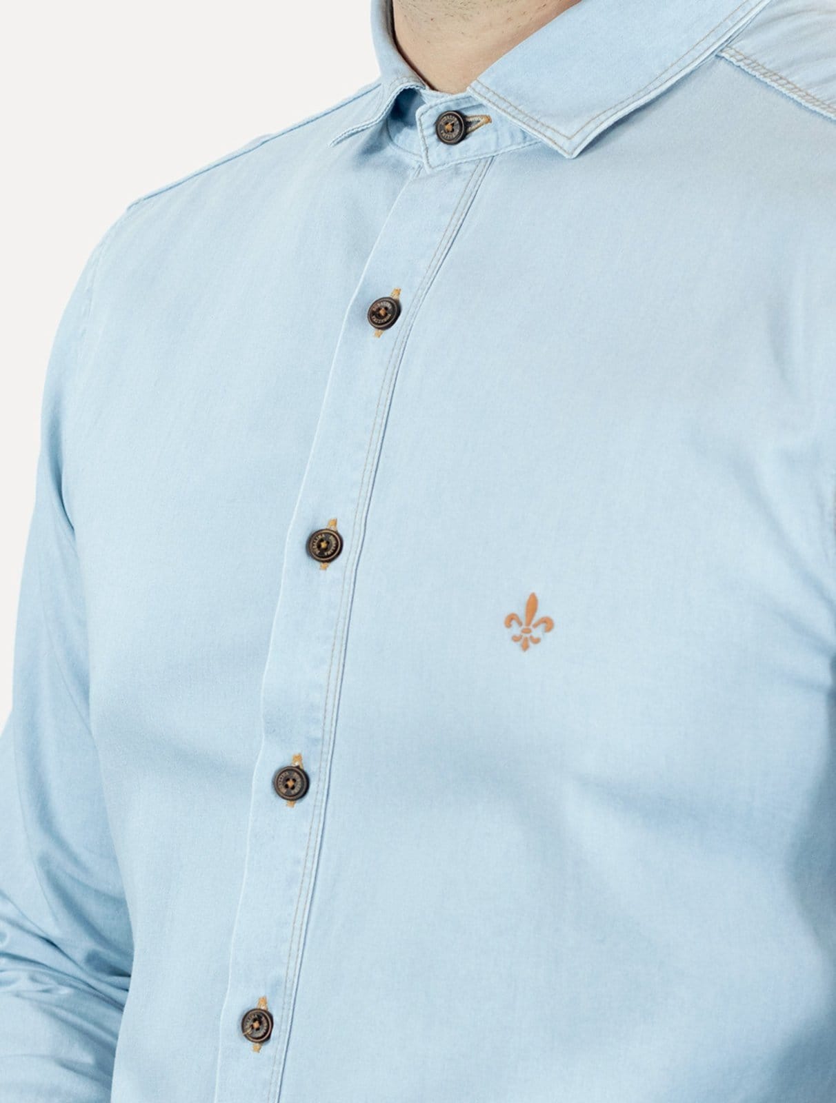 Vista 2 Camisa Dudalina Masculina Milano Essentials Lisa Jeans Claro Dudalina azul