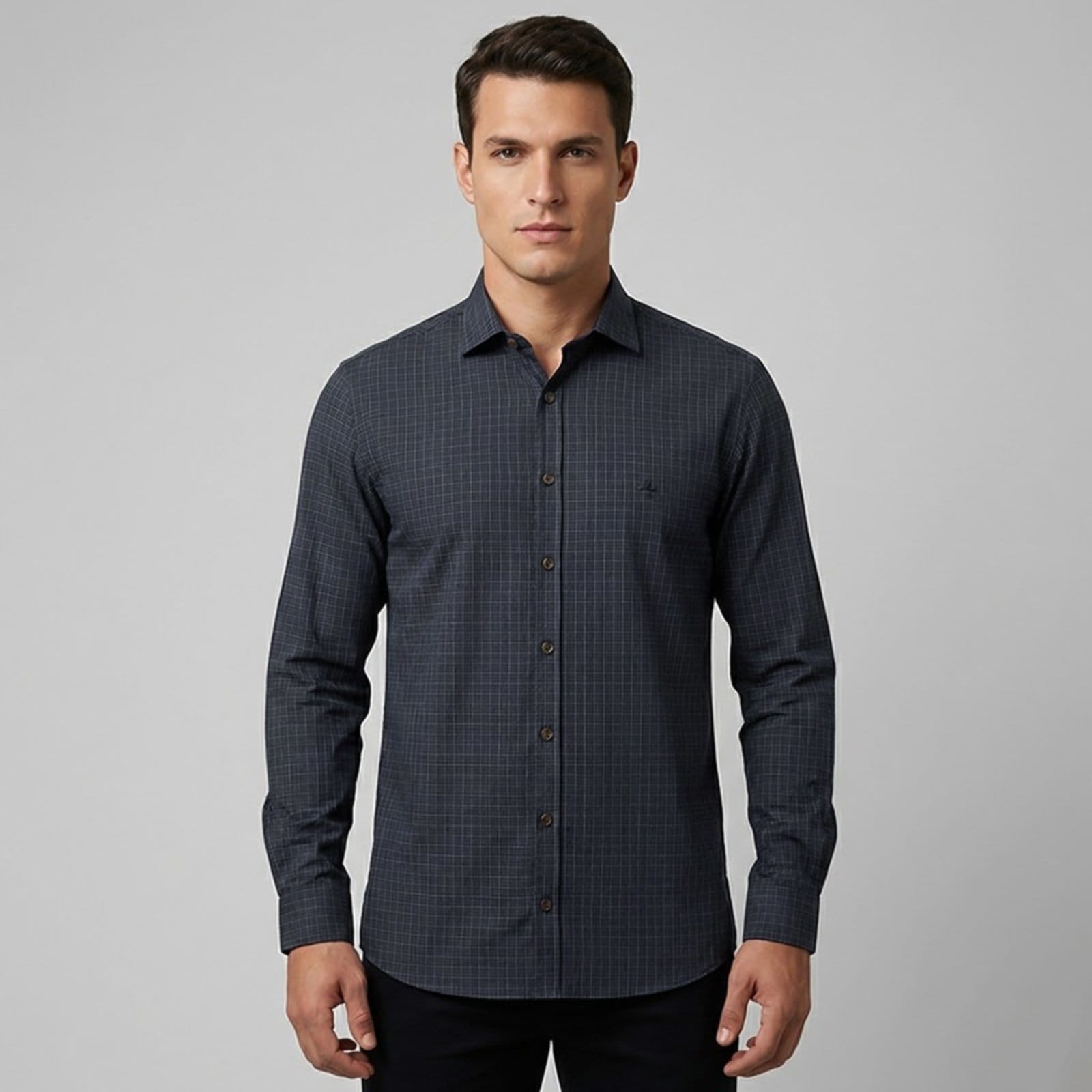 Camisa Dudalina Comfort Xadrez Ou26 Marinho Masculino