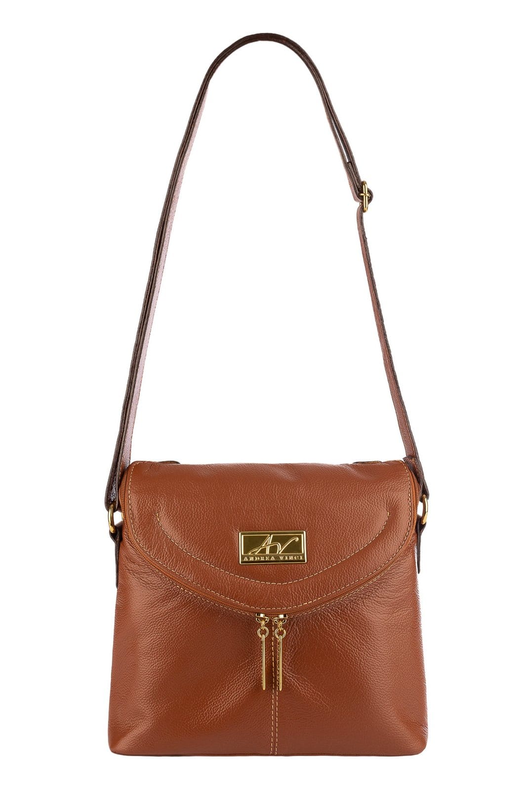 Bolsa tiracolo de couro liso Tereza - Whisky