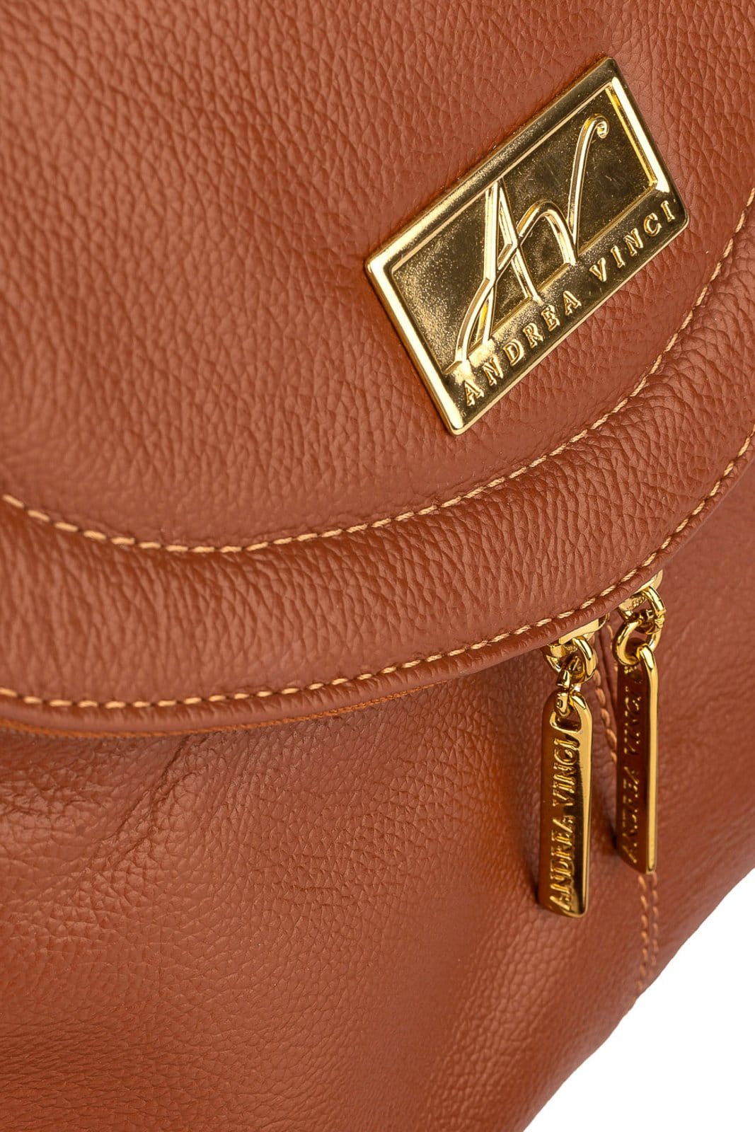 Vista 2 Bolsa tiracolo de couro liso Tereza - Whisky Andrea Vinci vermelho