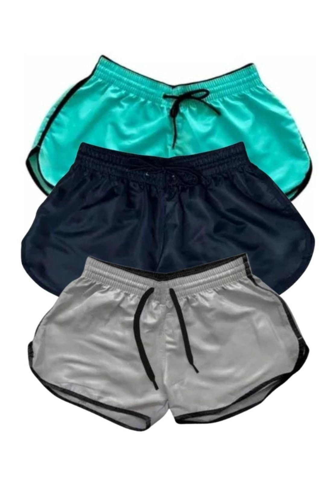 Kit 3 Short Tactel Liso Feminino Moda Praia Bermudinha Verão Várias Cores
