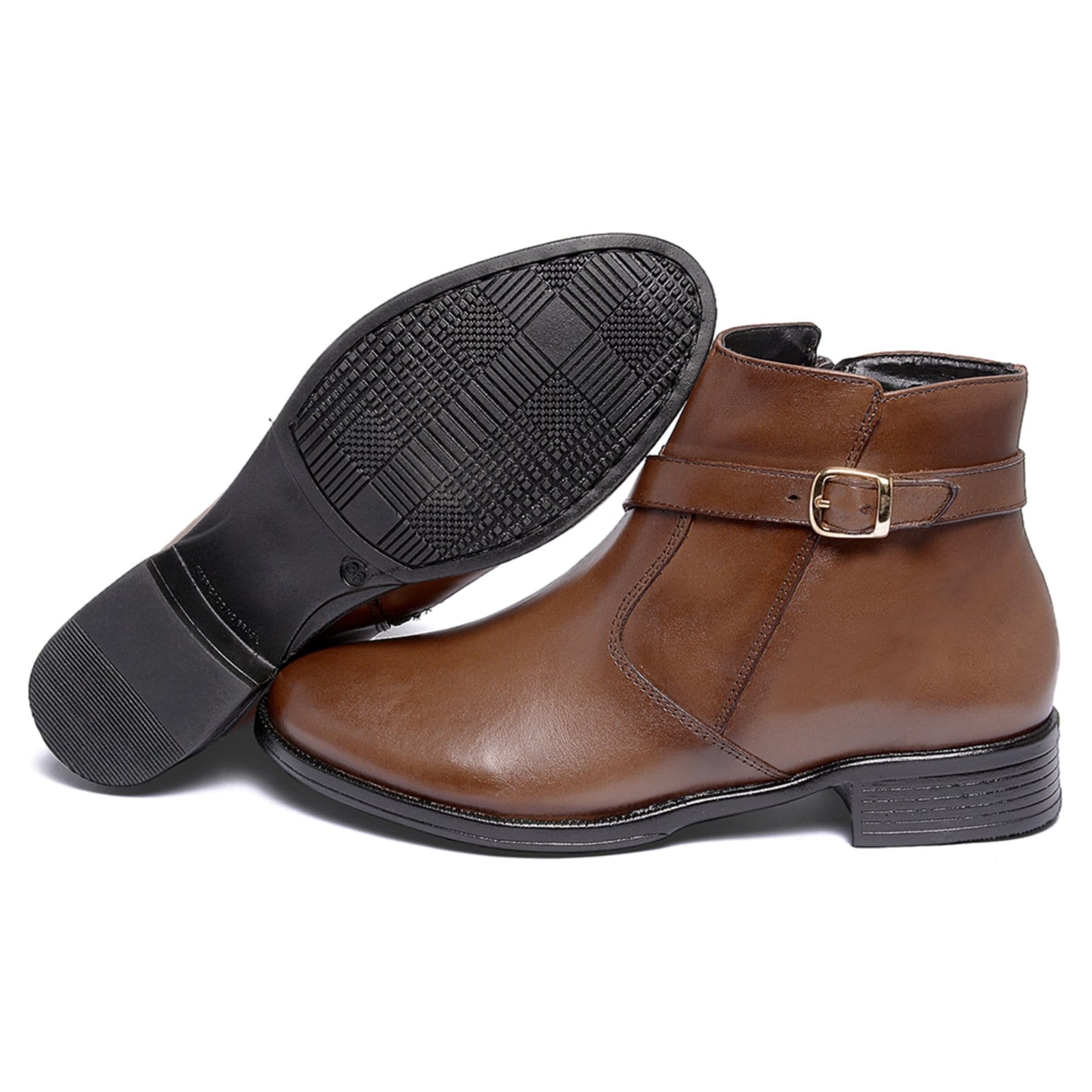 Vista 2 Bota Montaria Cano Curto Feminina Ferrile em Couro Zíper Café Ferrile marrom