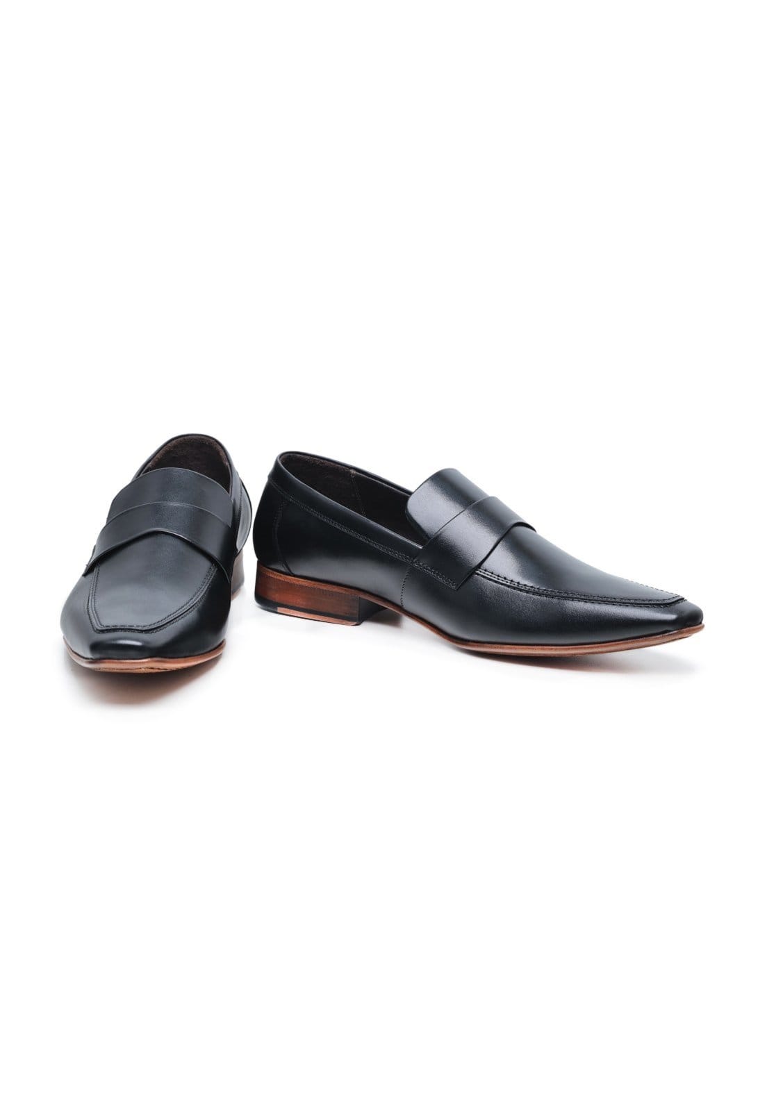 Vista 2 Sapato Loafer Penny Masculino Malbork Em Couro Liso 1312 Malbork preto