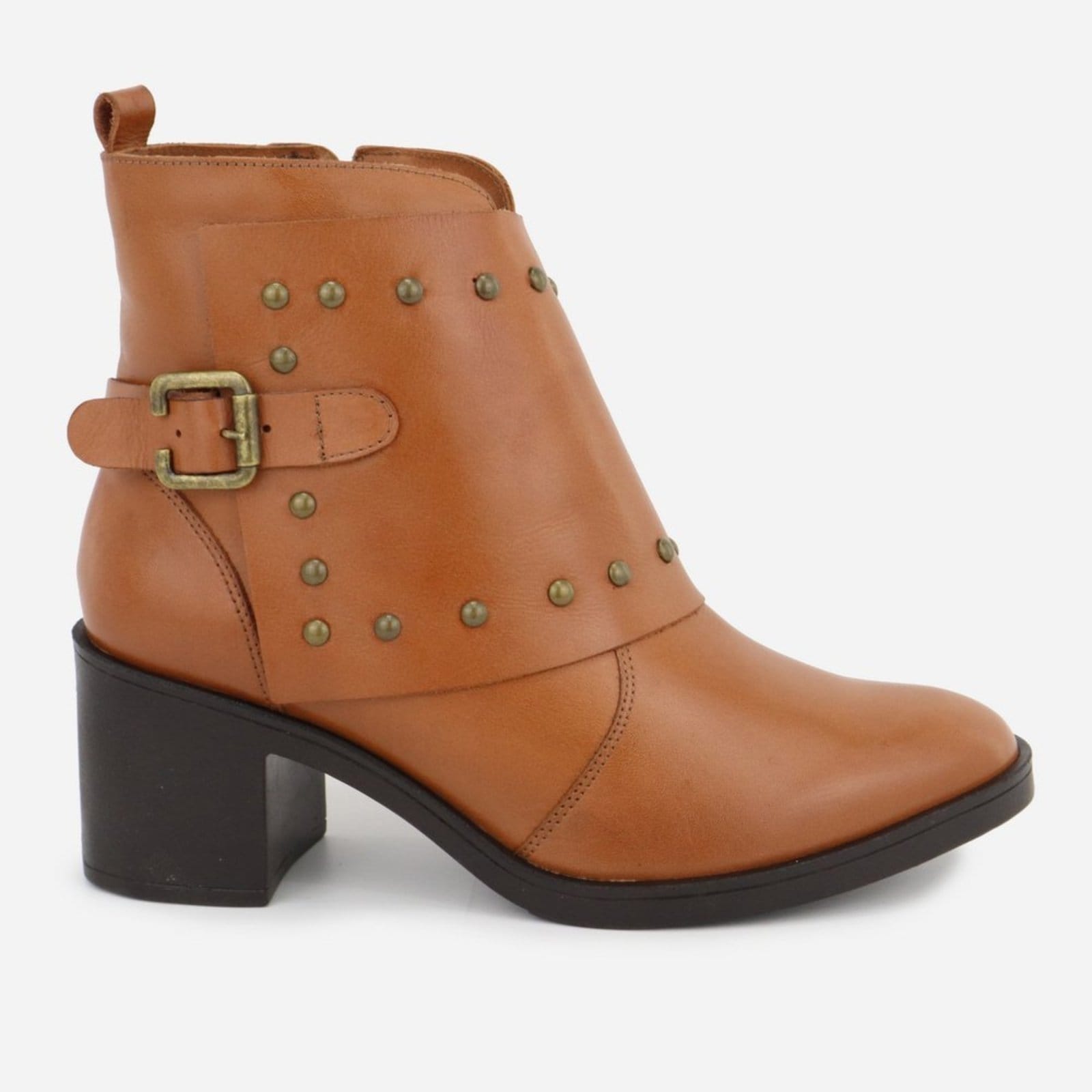 Vista 2 Bota Maria Paua Store Feminina Couro Cano Curto Estilo Urbano Salto Grosso MARIA PAULA marrom