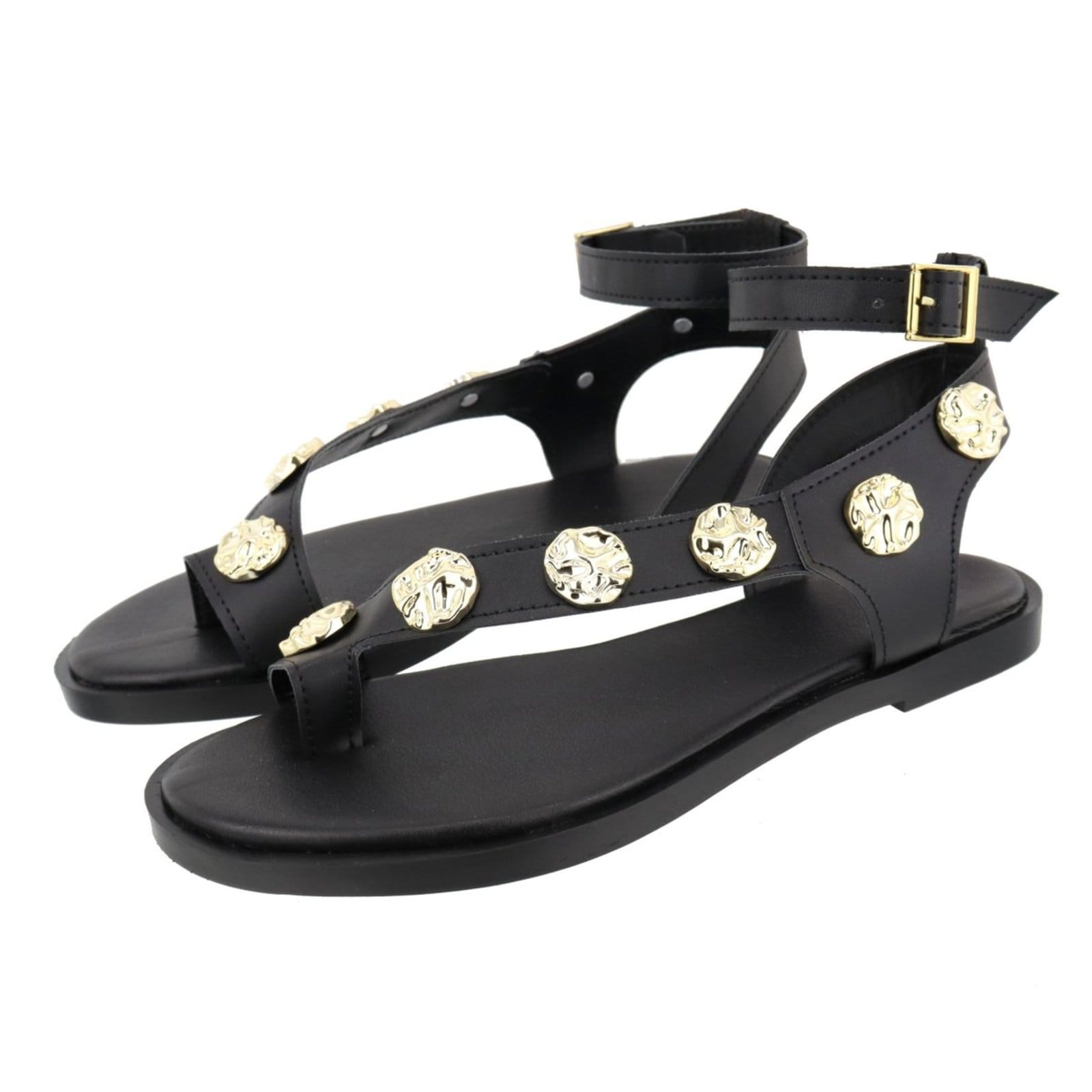 Vista 2 Rasteira Sandália Feminina Metais Delicada Lançamento Preta TELLINI STORE preto