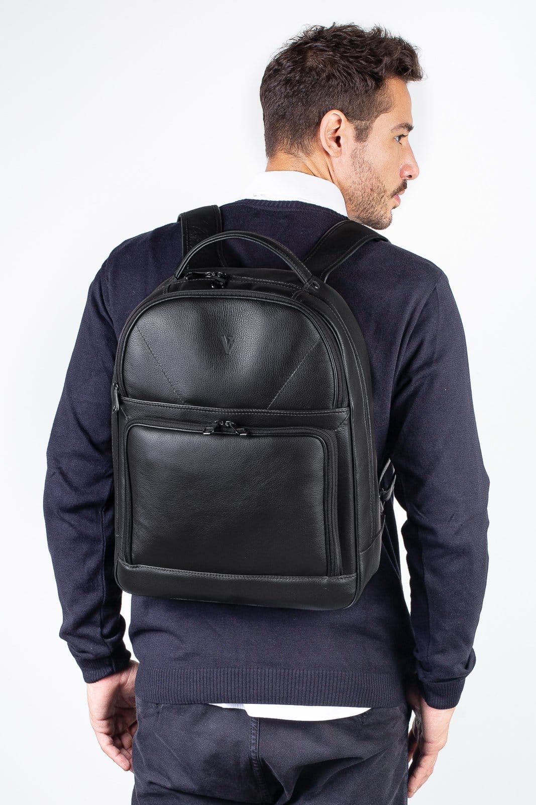 Mochila de couro masculina para notebook Vicente
