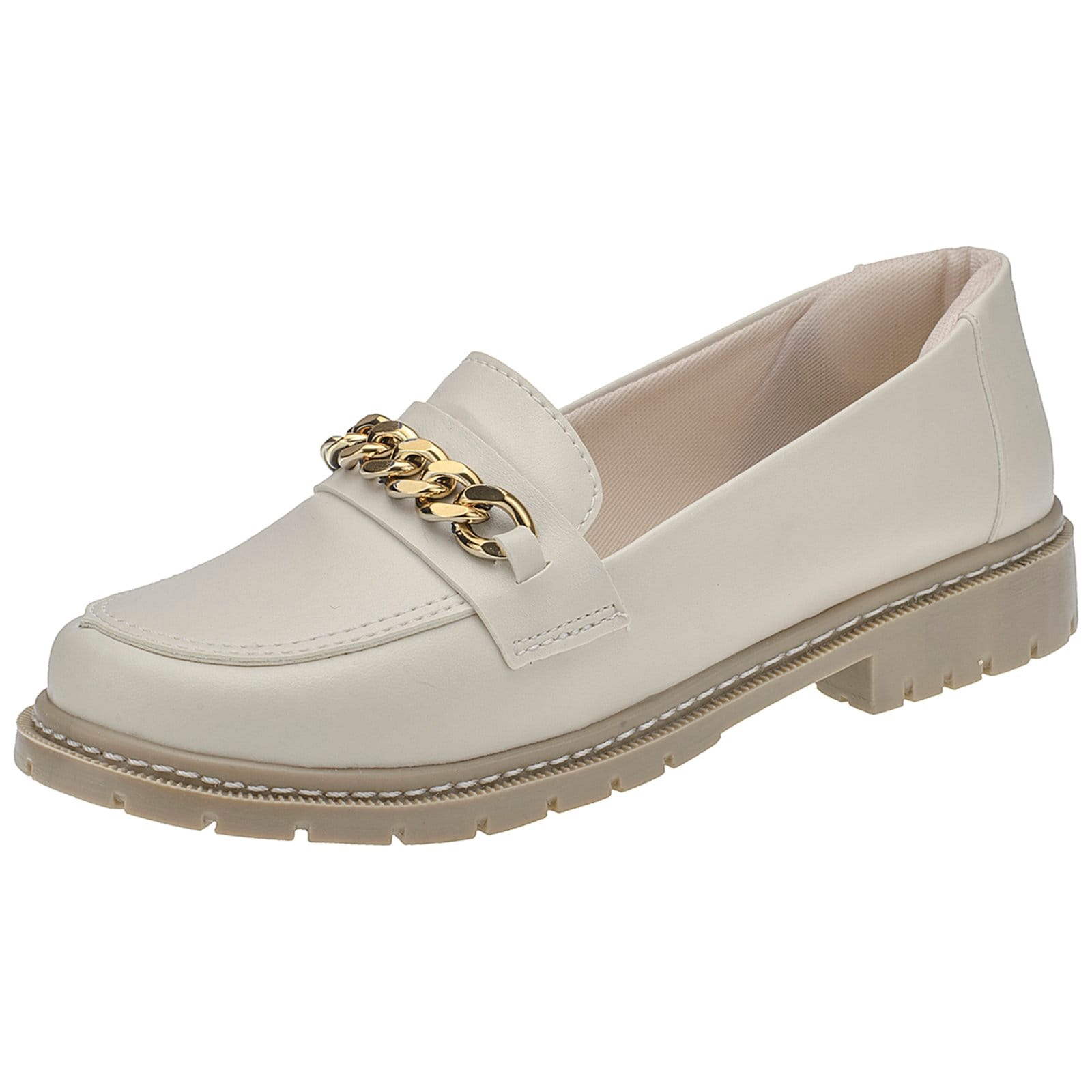 Mocassim Feminino Baixo Oxford Plataforma Blogueira Off White