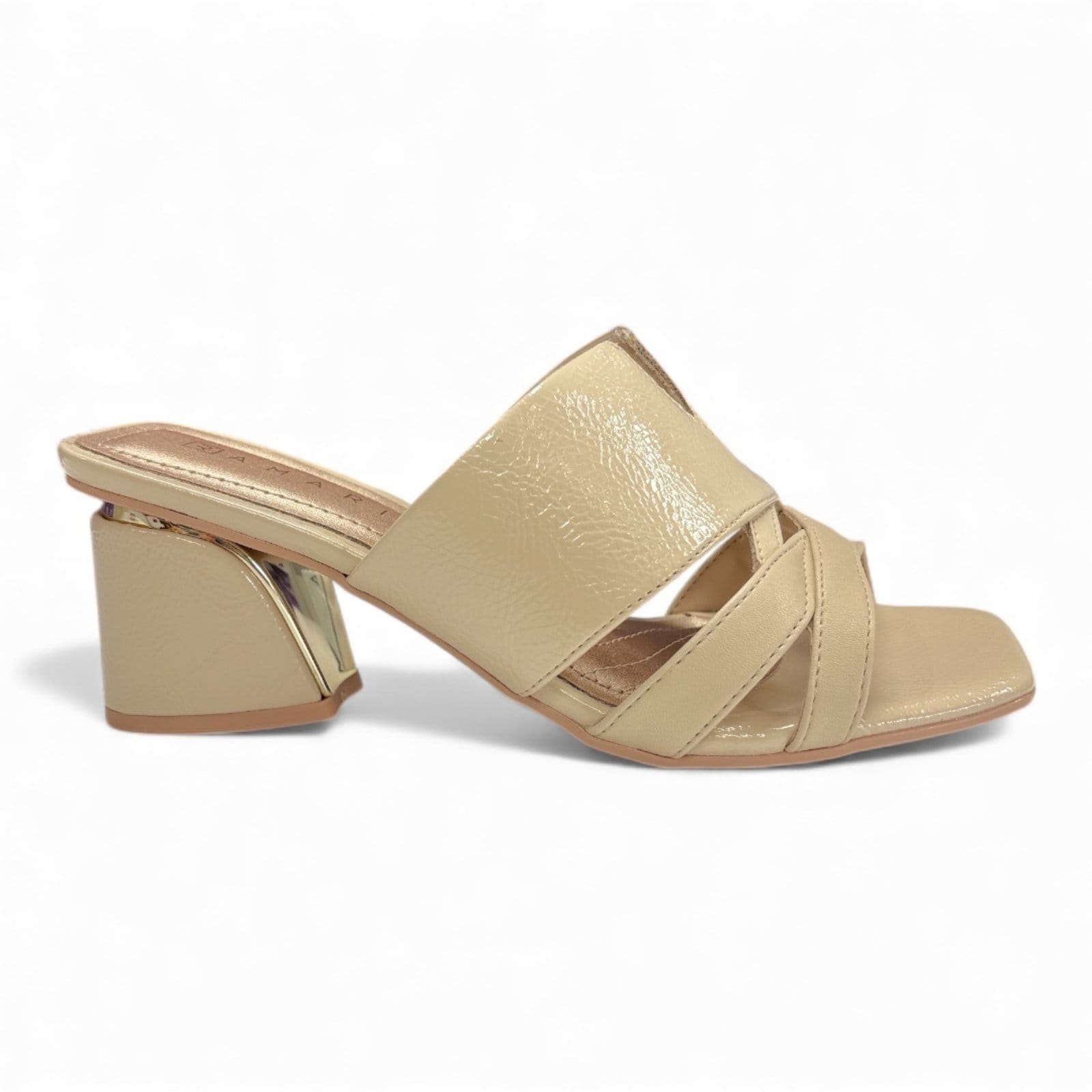 Vista 2 Tamanco Feminino Salto Médio Bloco Ramarim 2528101-2 RAMARIM bege