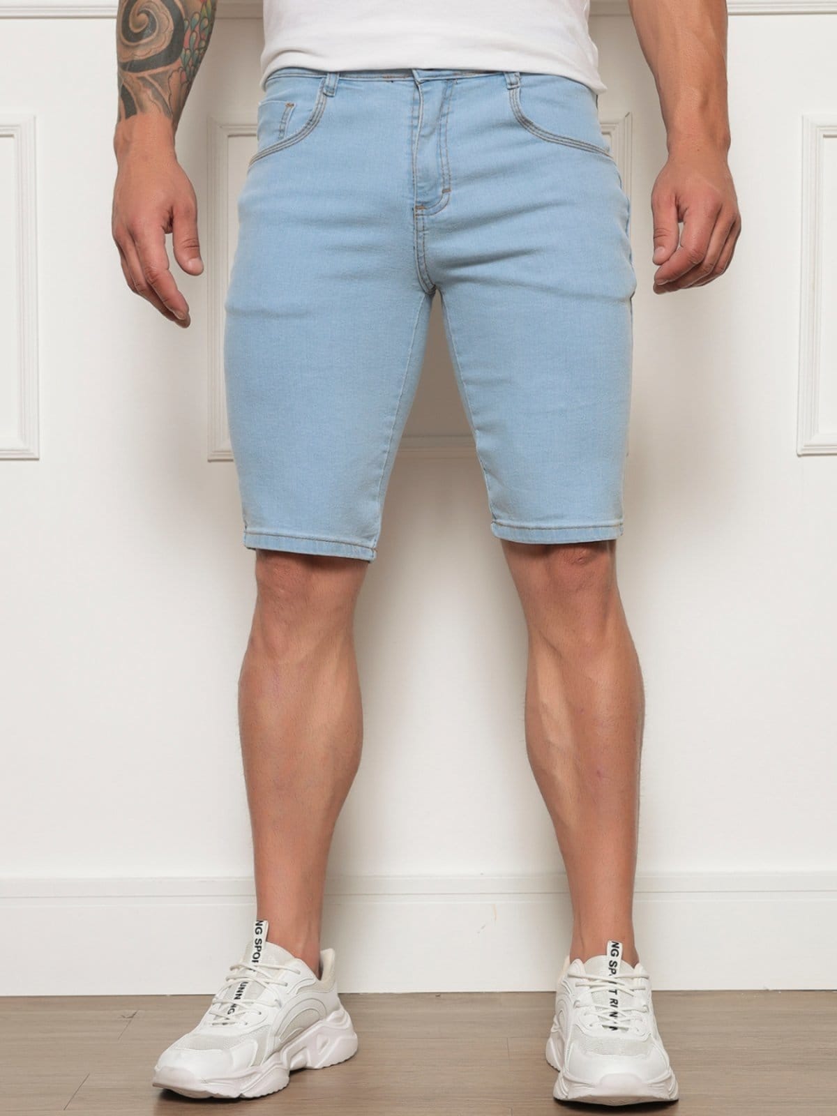 Vista principal Bermuda Jeans Delavê Masculina Claro CKF Wear azul