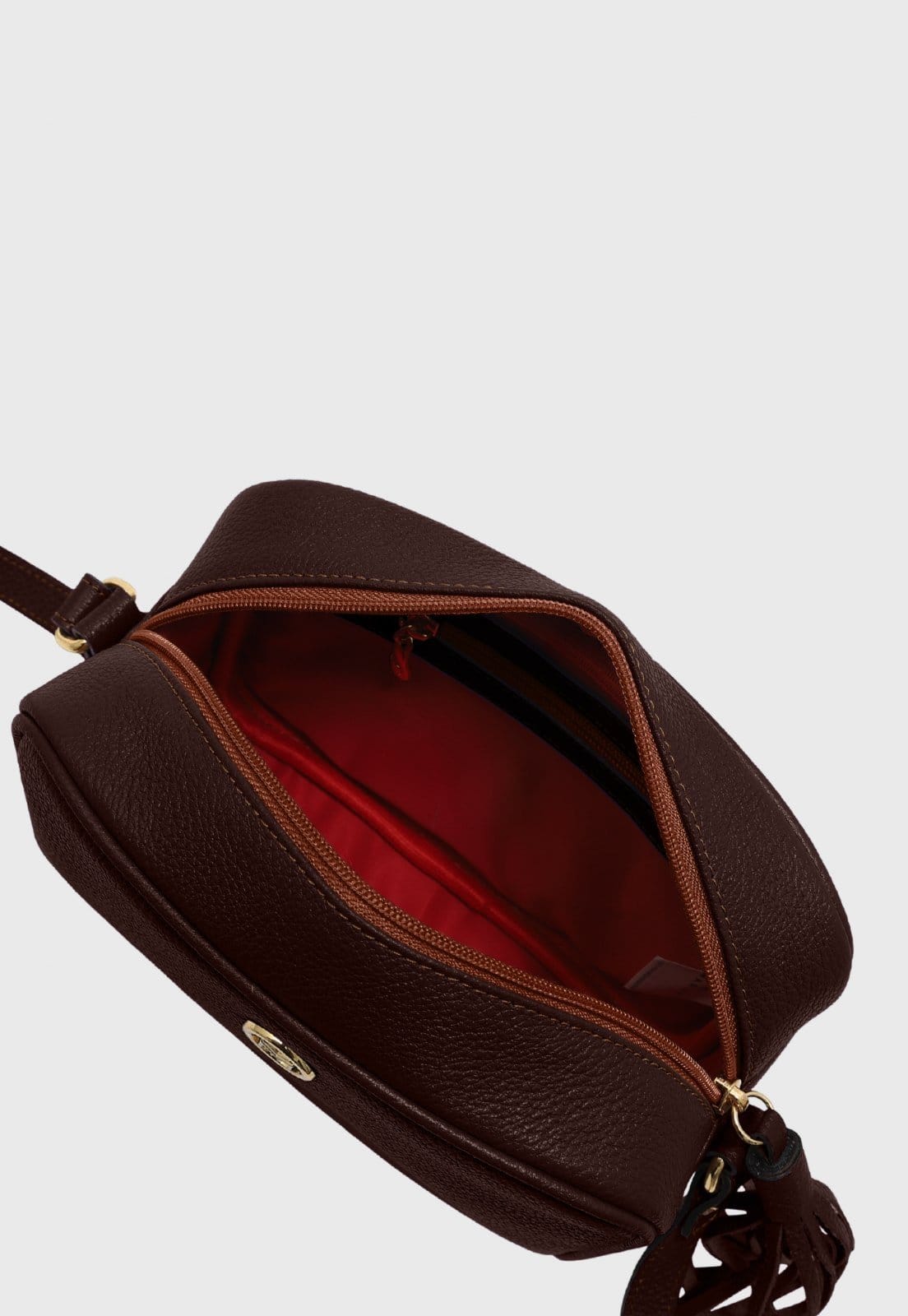 Vista 2 Bolsa Transversal de Couro Mariart Titânio Chocolate Mariart marrom