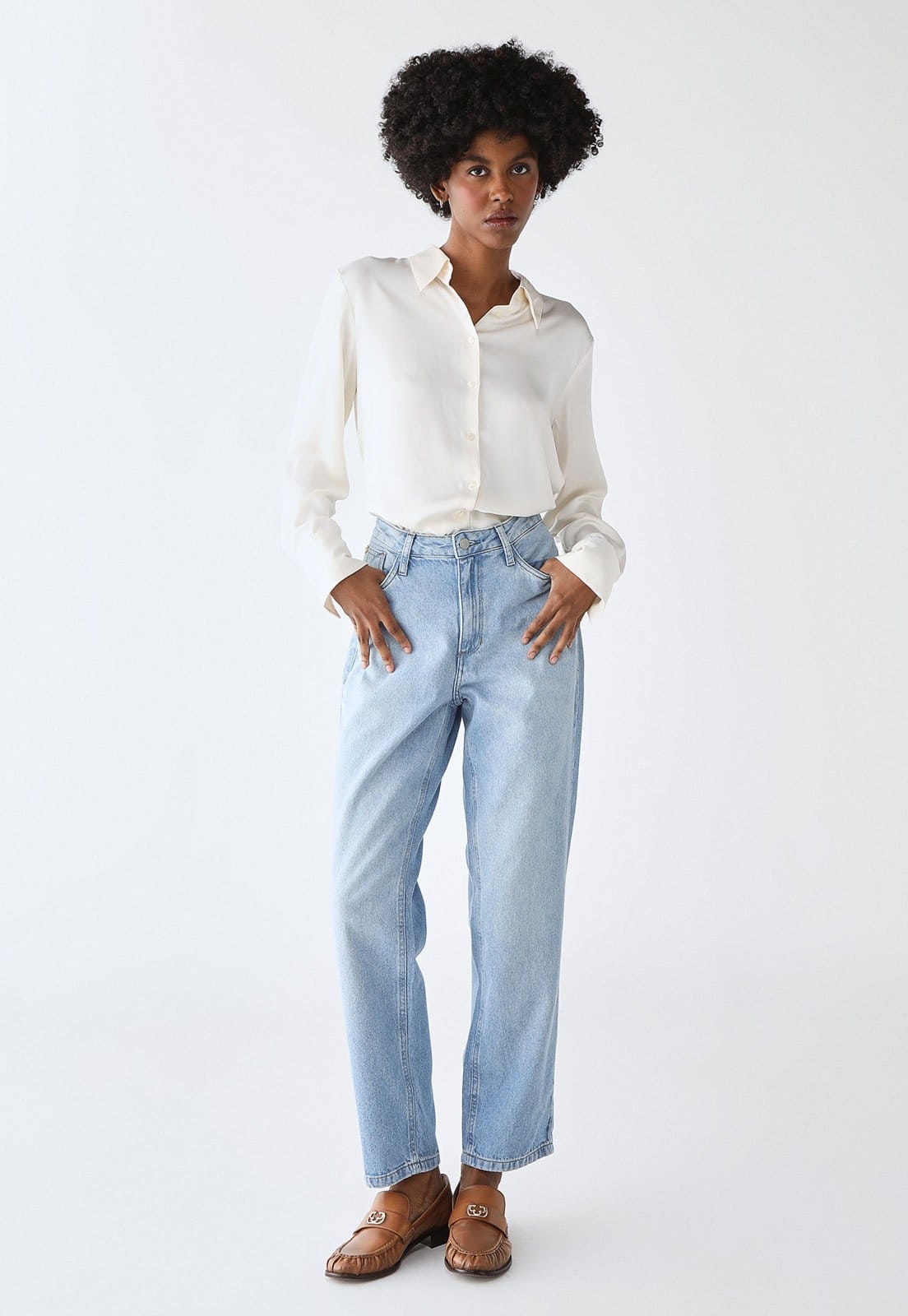 Vista 2 Calça Jeans Dudalina Reta Pocket Dudalina azul