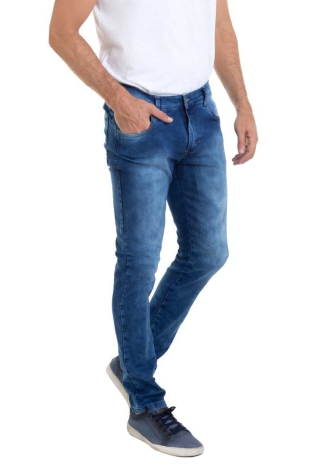 Calça Jeans Masculina Lavagem Clara Manchada Unak Huan B