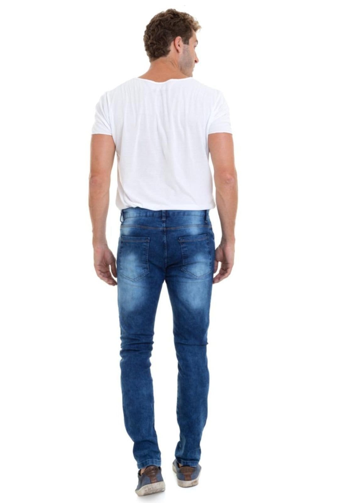 Calça Jeans Masculina Lavagem Clara Manchada Unak Huan B - 2