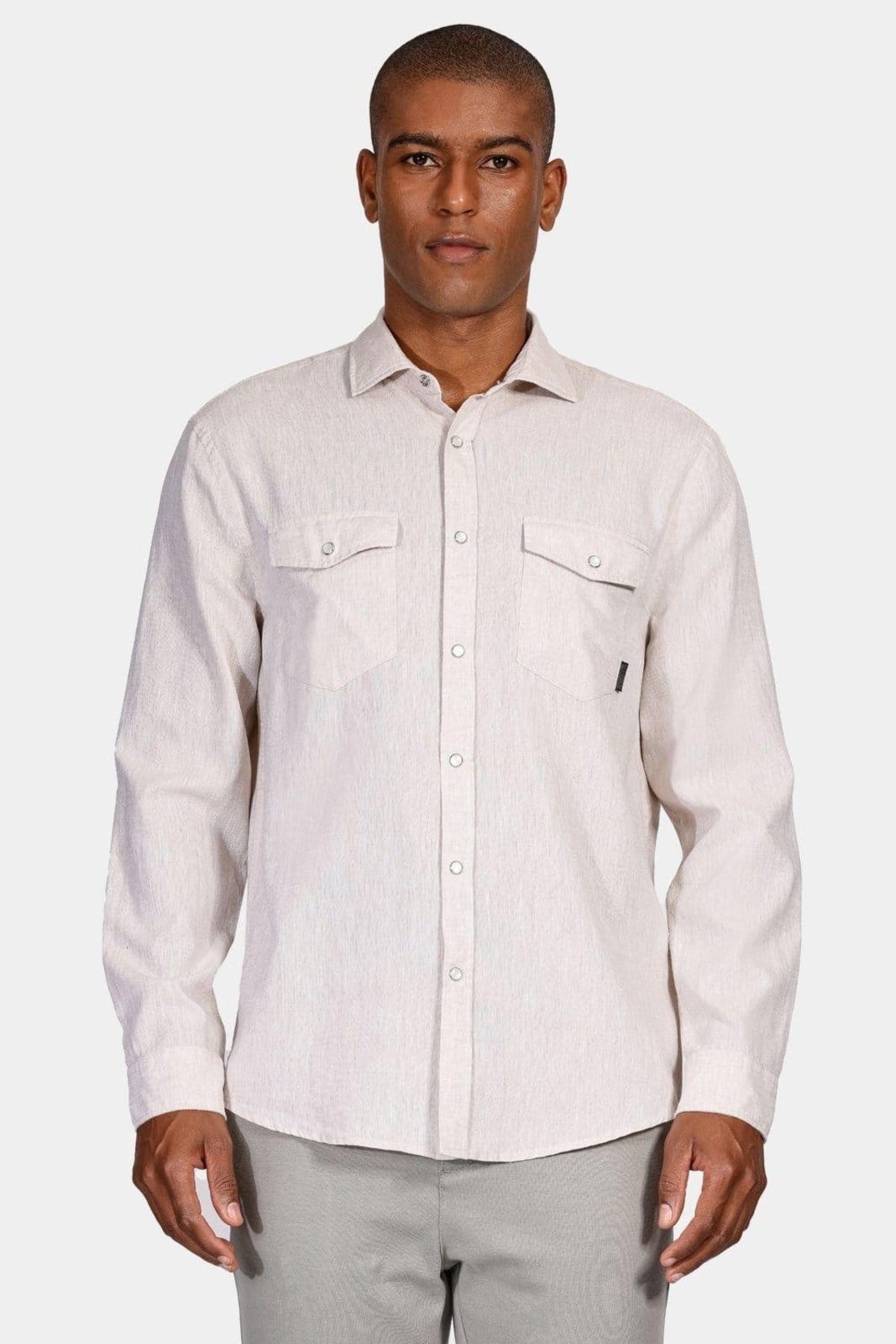 Camisa Aramis Aramis Regular Linho Misto Surat Areia