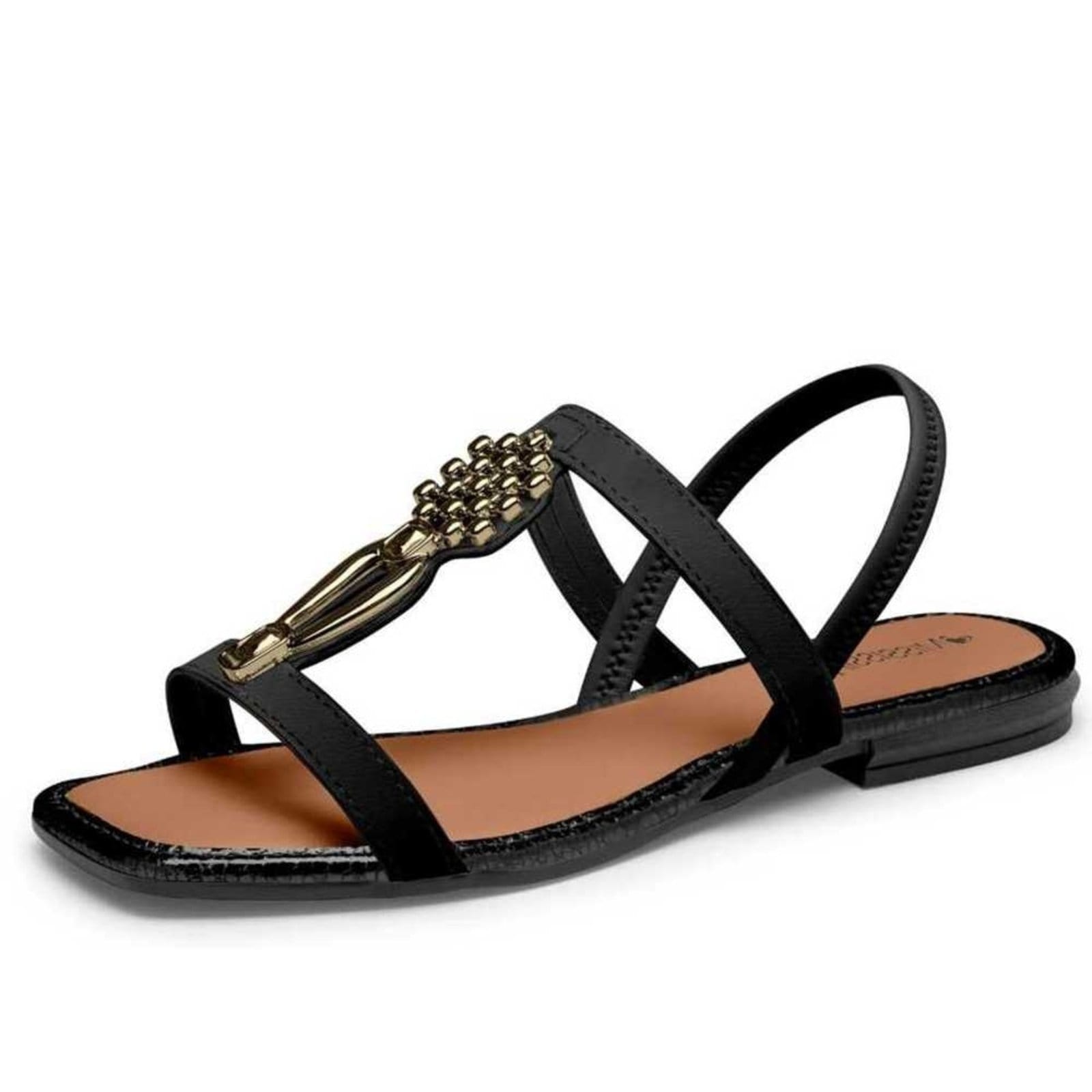 Vista 2 Sandália Feminino Mississipi Rasteira Pedraria MISSISSIPI preto