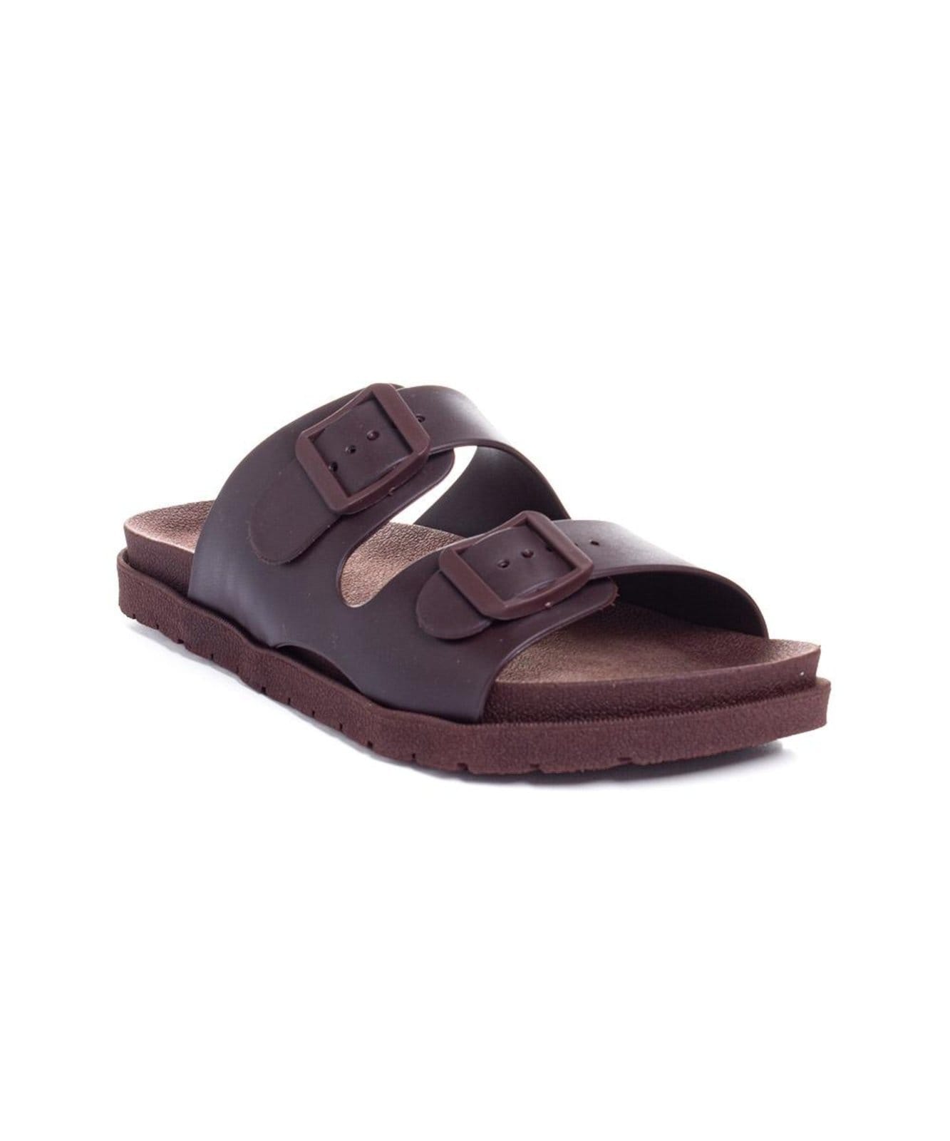 Vista 2 Tamanco Flatform Pixolé Fivelas Café Pixolé incolor