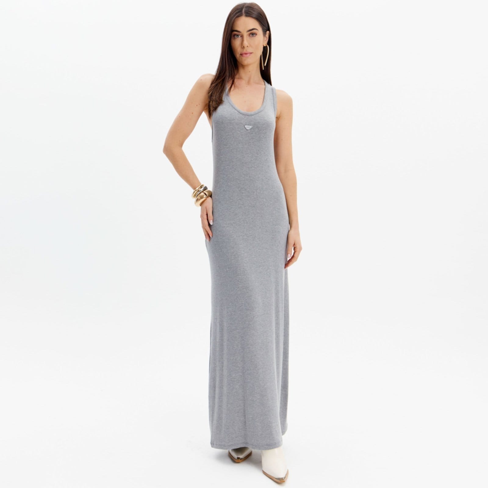 Vestido Canelado Lança Perfume Sem Manga Ou25 Feminino