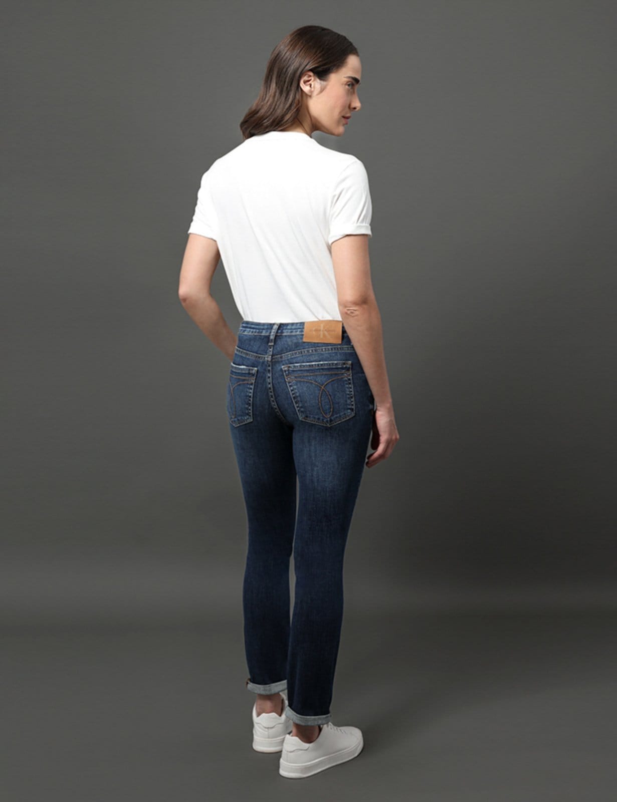 Vista 2 Calça Jeans Feminina New Skinny 5 Pockets Calvin Klein Jeans - Marinho Calvin Klein Jeans azul marinho