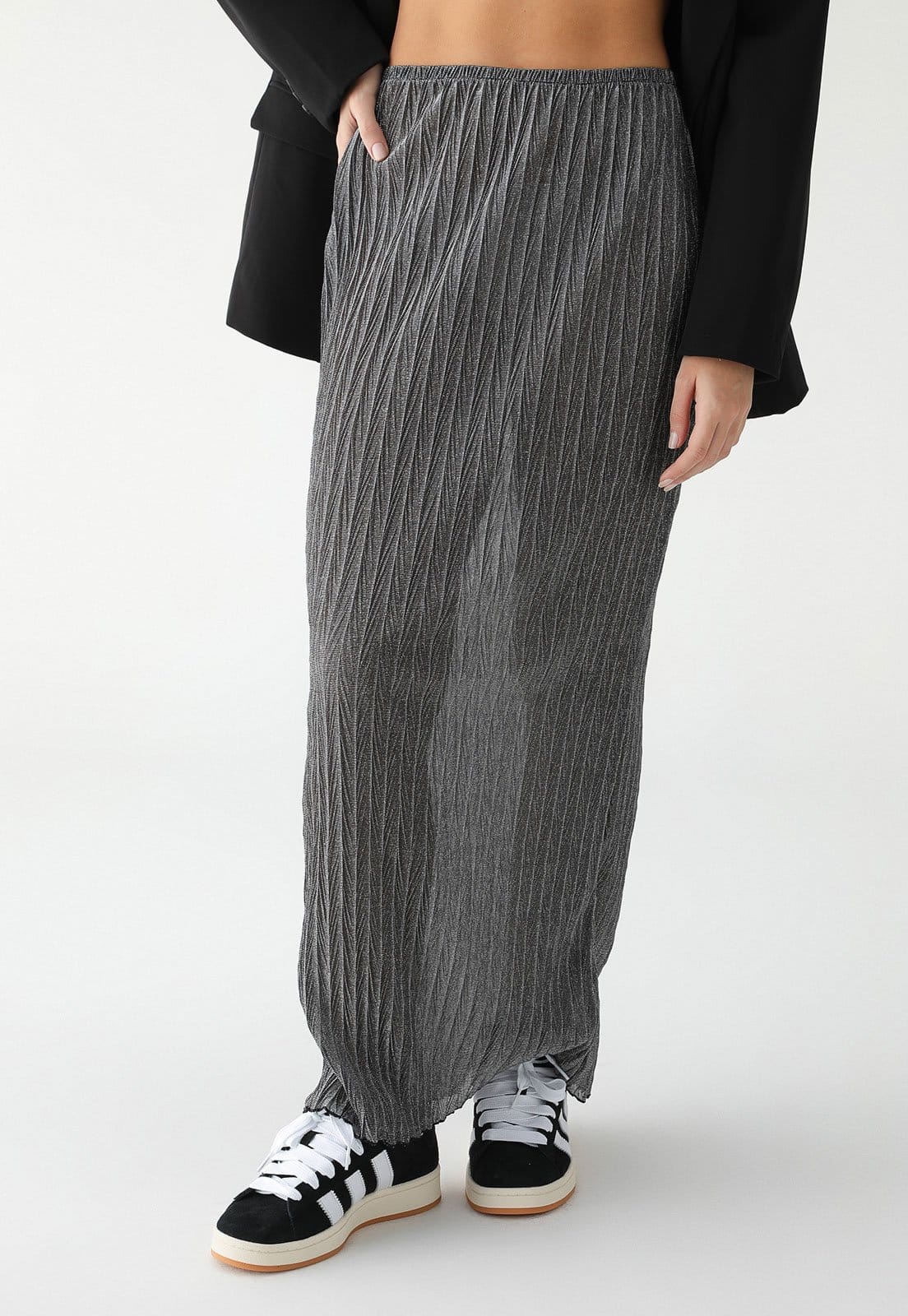 Saia TOPSHOP Longa Texturizada Grafite