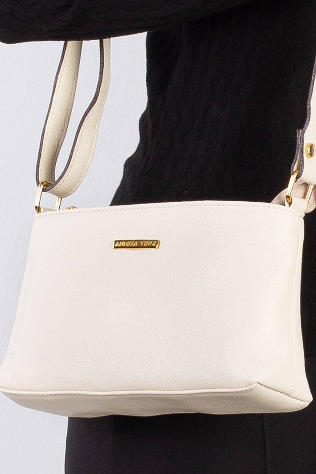 Bolsa pequena transversal de couro liso Iris - Marfim