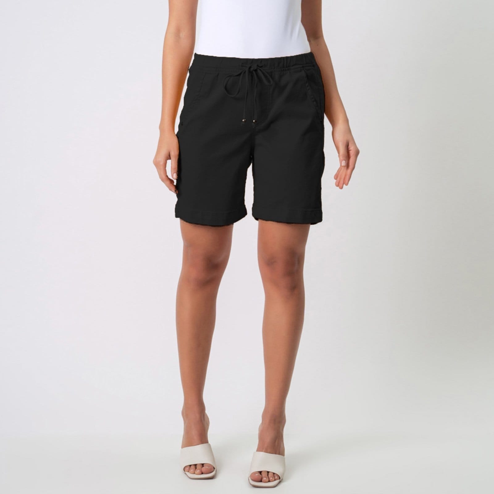 Bermuda Jogger Jeans Confort Colors Com Elástico na Cintura Preta