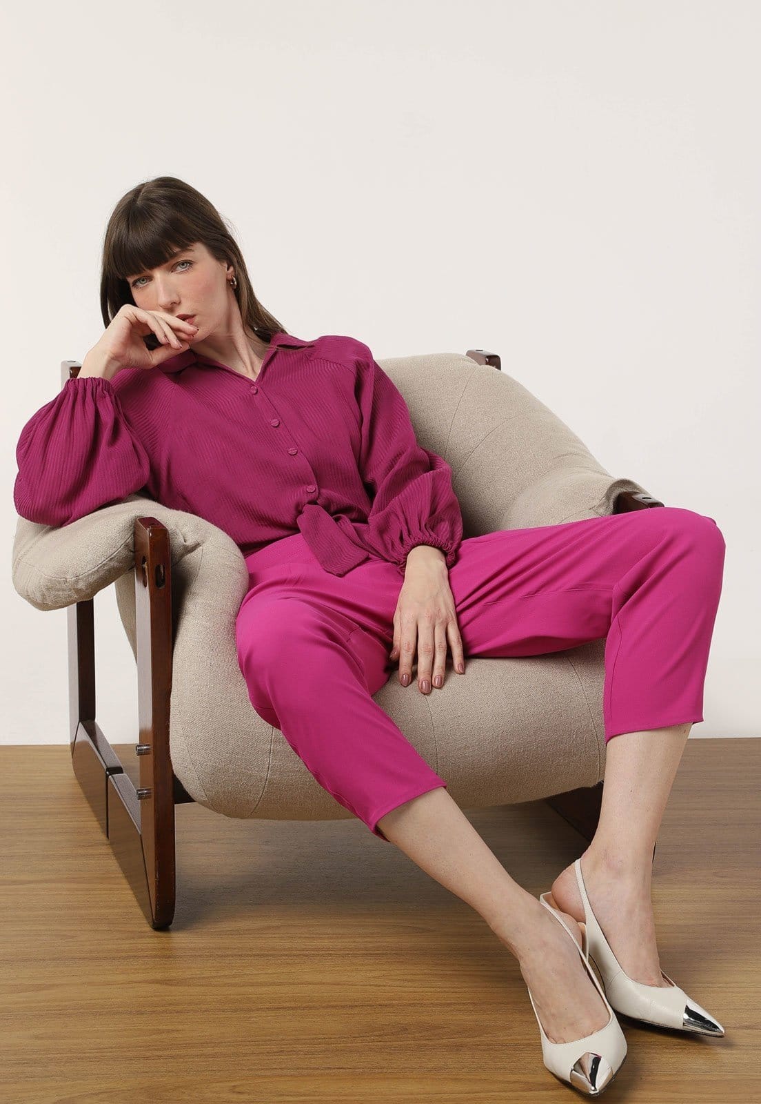 Calça Cropped Cruise Cenoura Pregas Pink - 2