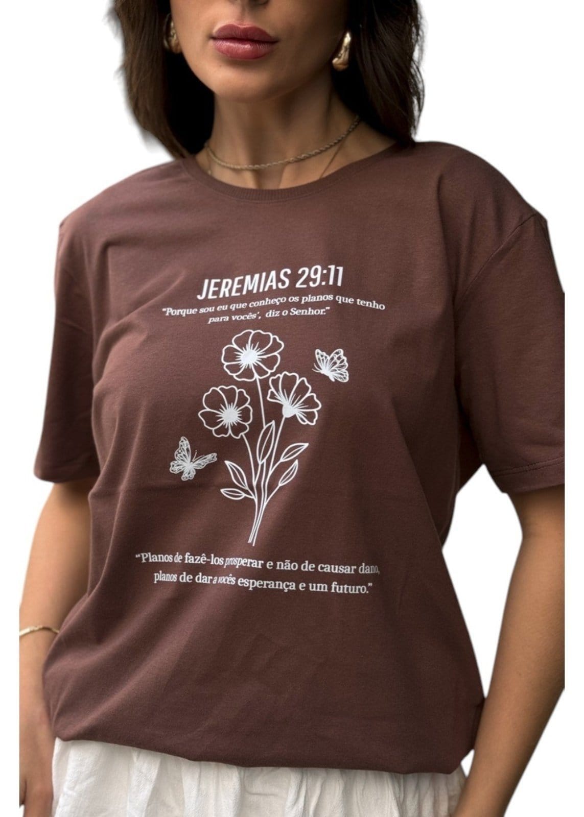 Vista 2 Camiseta Feminina Cianitas Escuro Estampa Jeremias Cianitas marrom