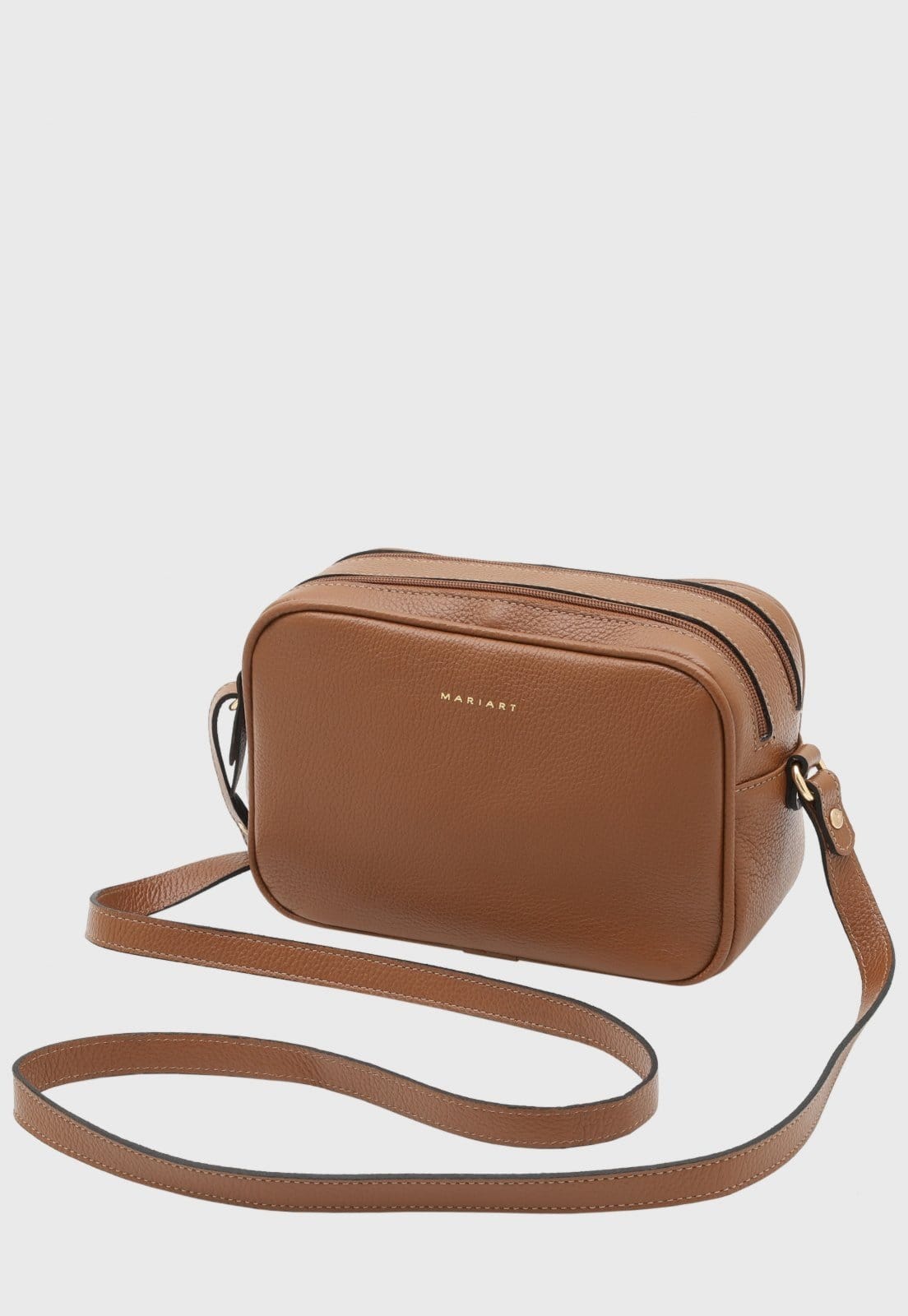 Bolsa Transversal de Couro Mariart Cajuína Camel