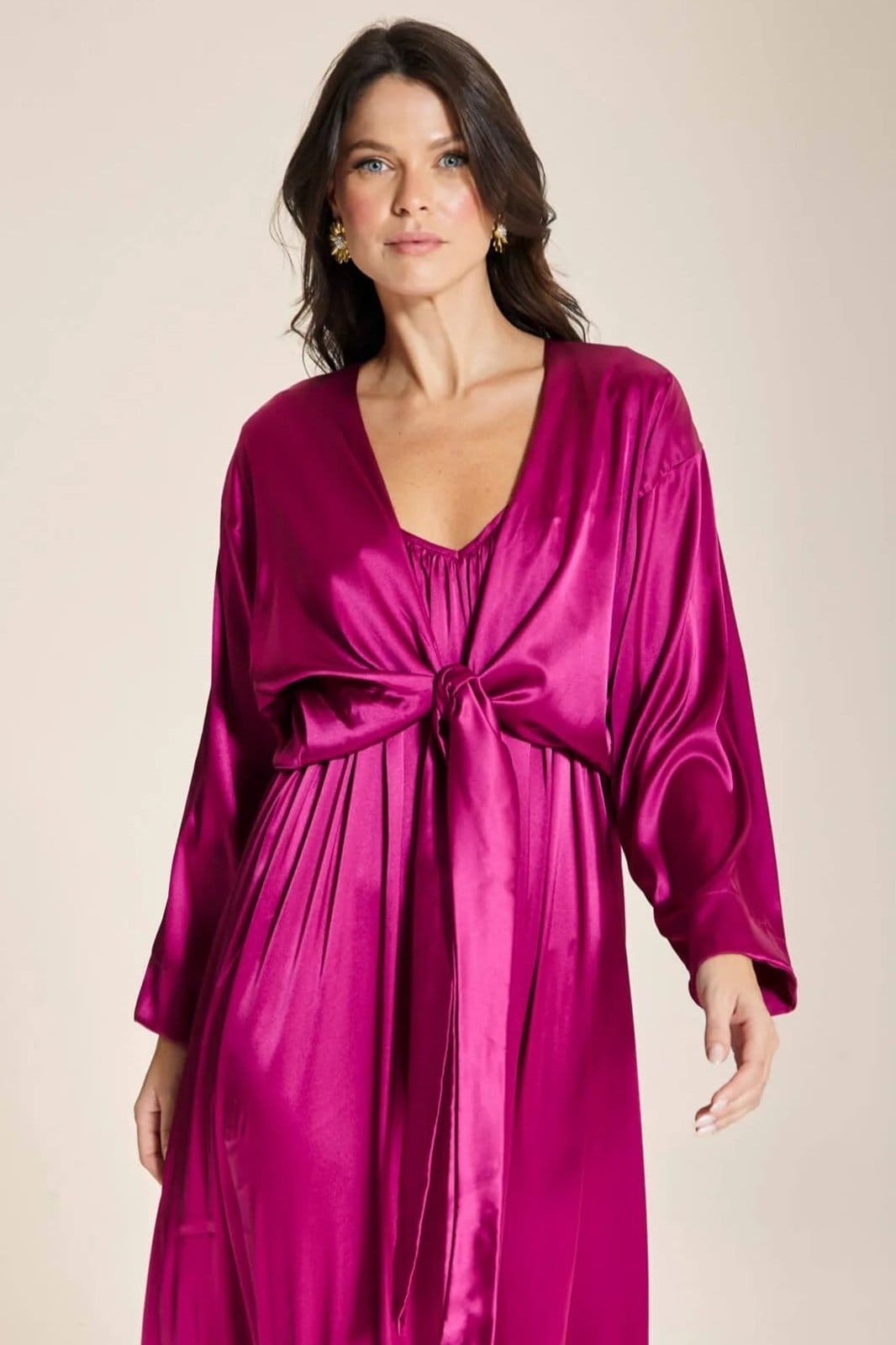 Blusa Cetim Leve Laço Glam- Magenta