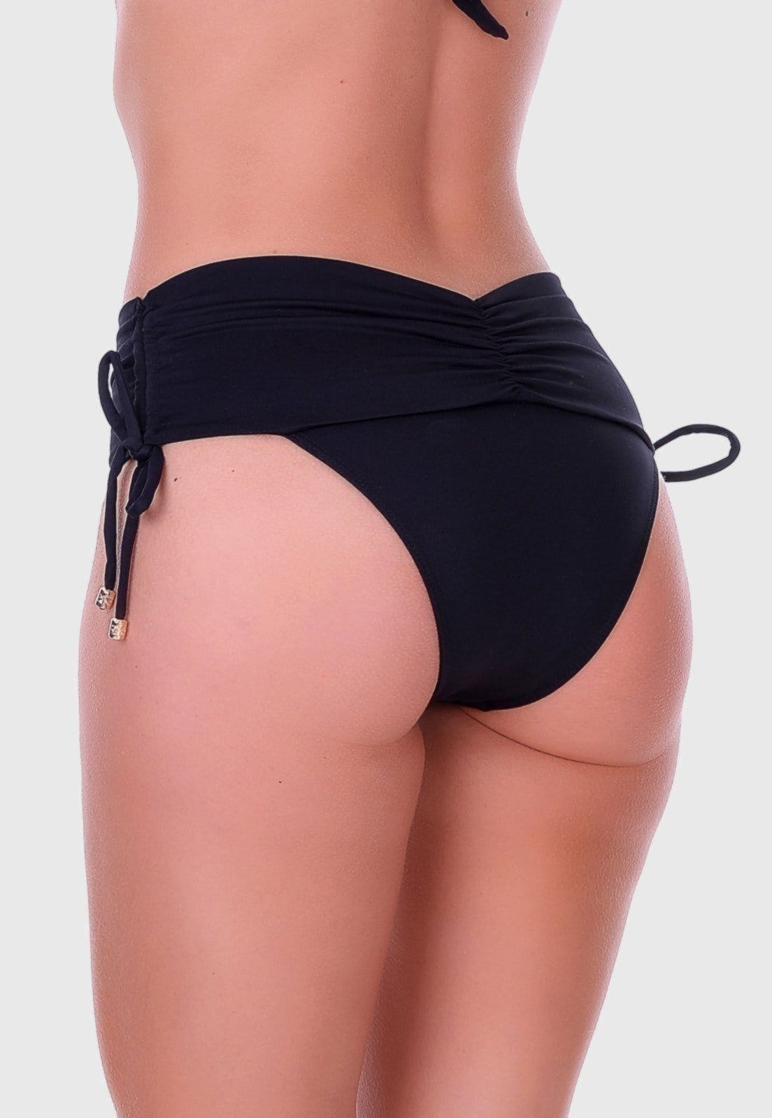 Vista 2 Calcinha Summer Soul Cintura Baixa Com Franzido Summer Soul preto