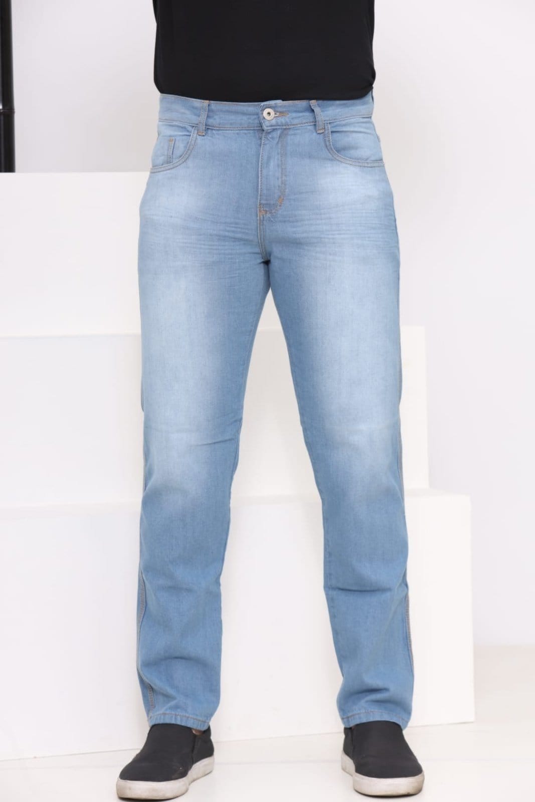 Vista 2 Calça Tradicional Clara Masculina Mumbai Alleppo Jeans azul