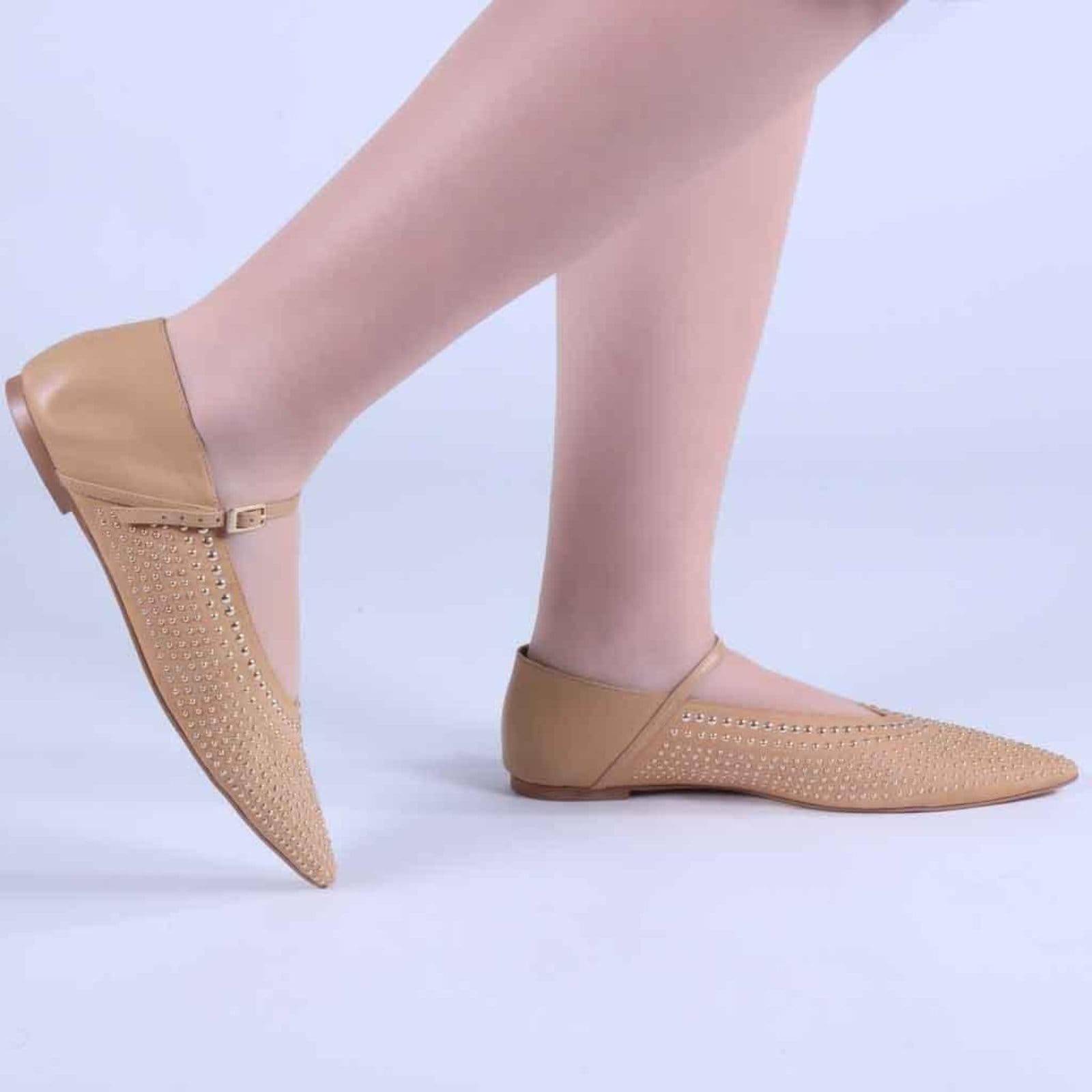 Vista 2 Sapatilha Feminina Zariff com Aplicações em Metal 7110030 Tan Incolor Zariff incolor tan