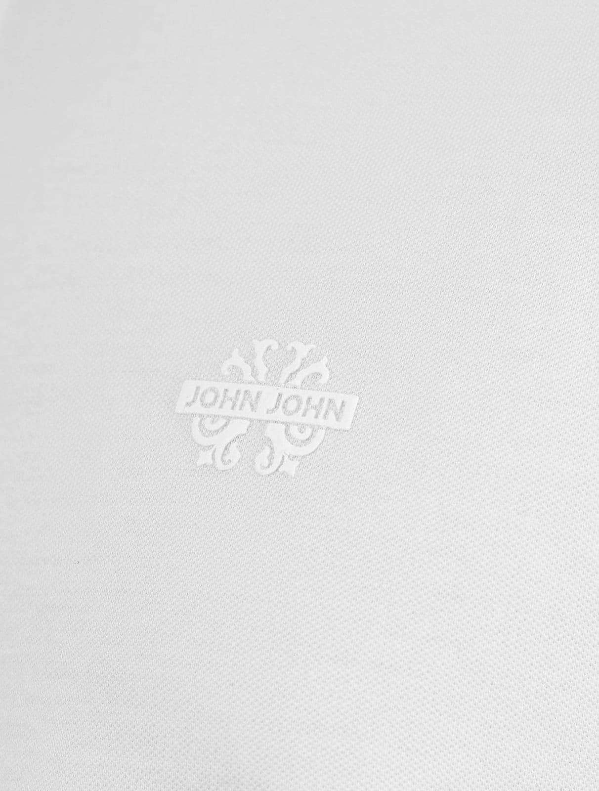 Vista 2 Polo John John Masculina Light Button Transfer Branca John John branco