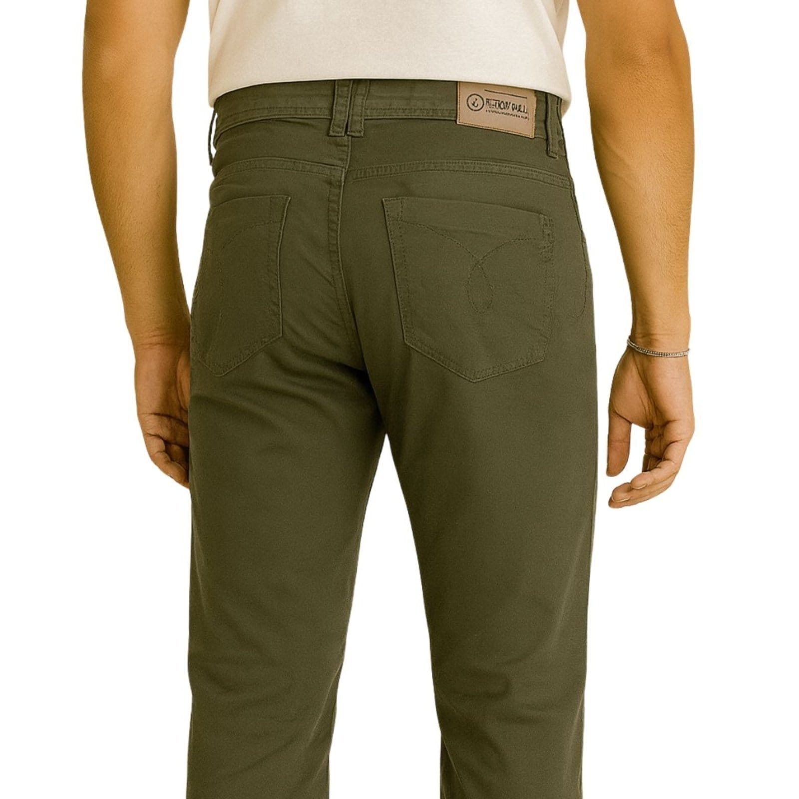 Vista 2 Calça Masculina Vih Triny Sarja Militar Reta Conforto e Estilo Casual Vih Triny verde