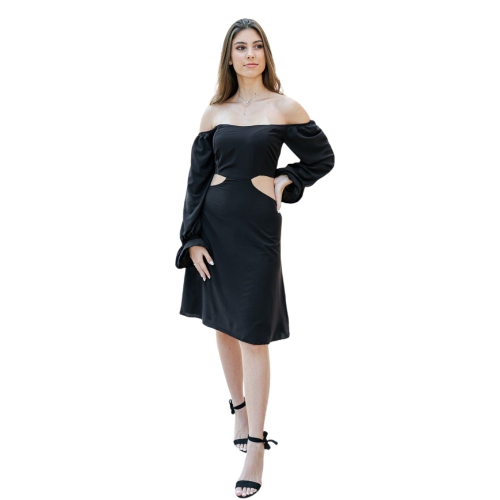 Vestido Midi Manga Longa Viscose