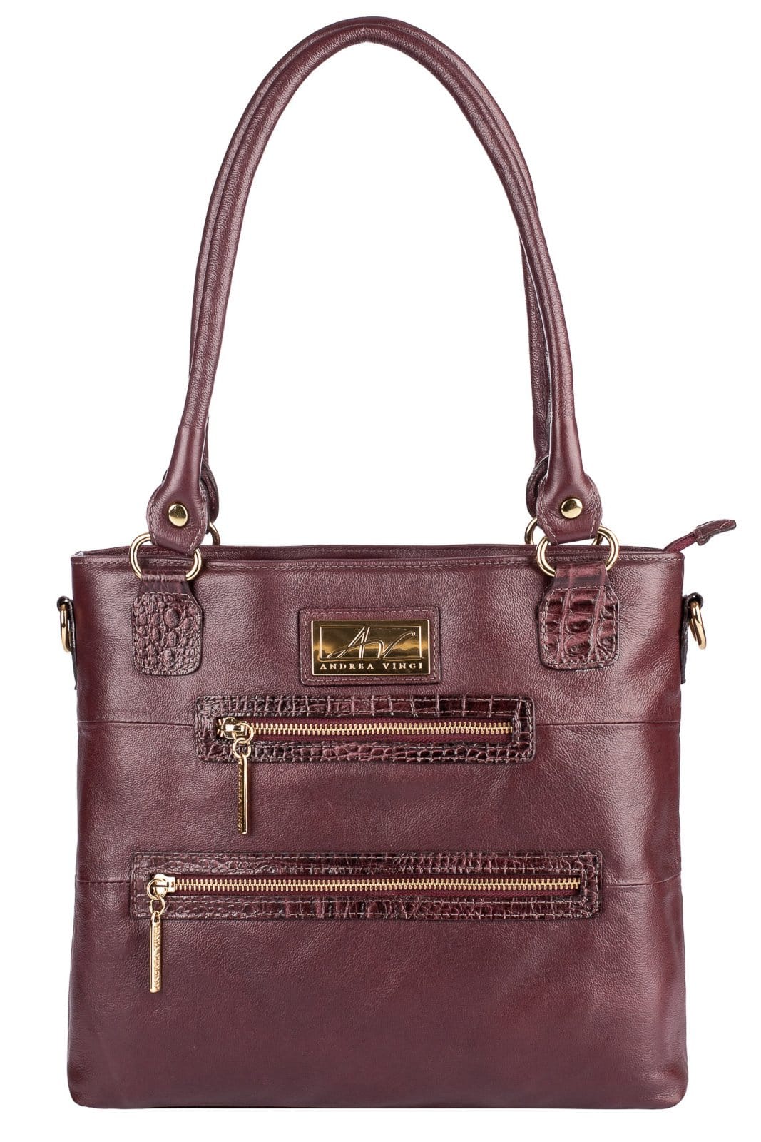 Bolsa de ombro em couro liso Alícia - Marsala