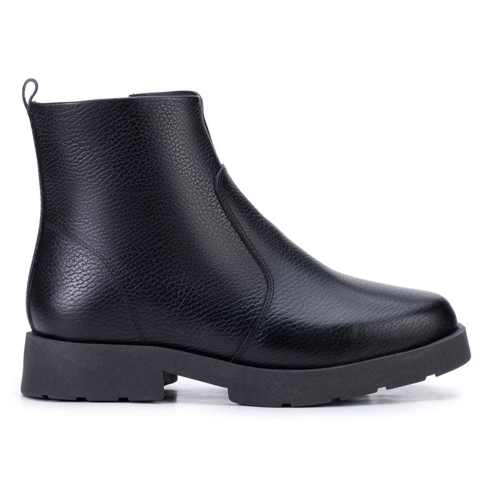 Vista principal Bota Feminina Bella Nina Couro Coturno Cano Curto Salto Baixo Leve Bella Nina preto