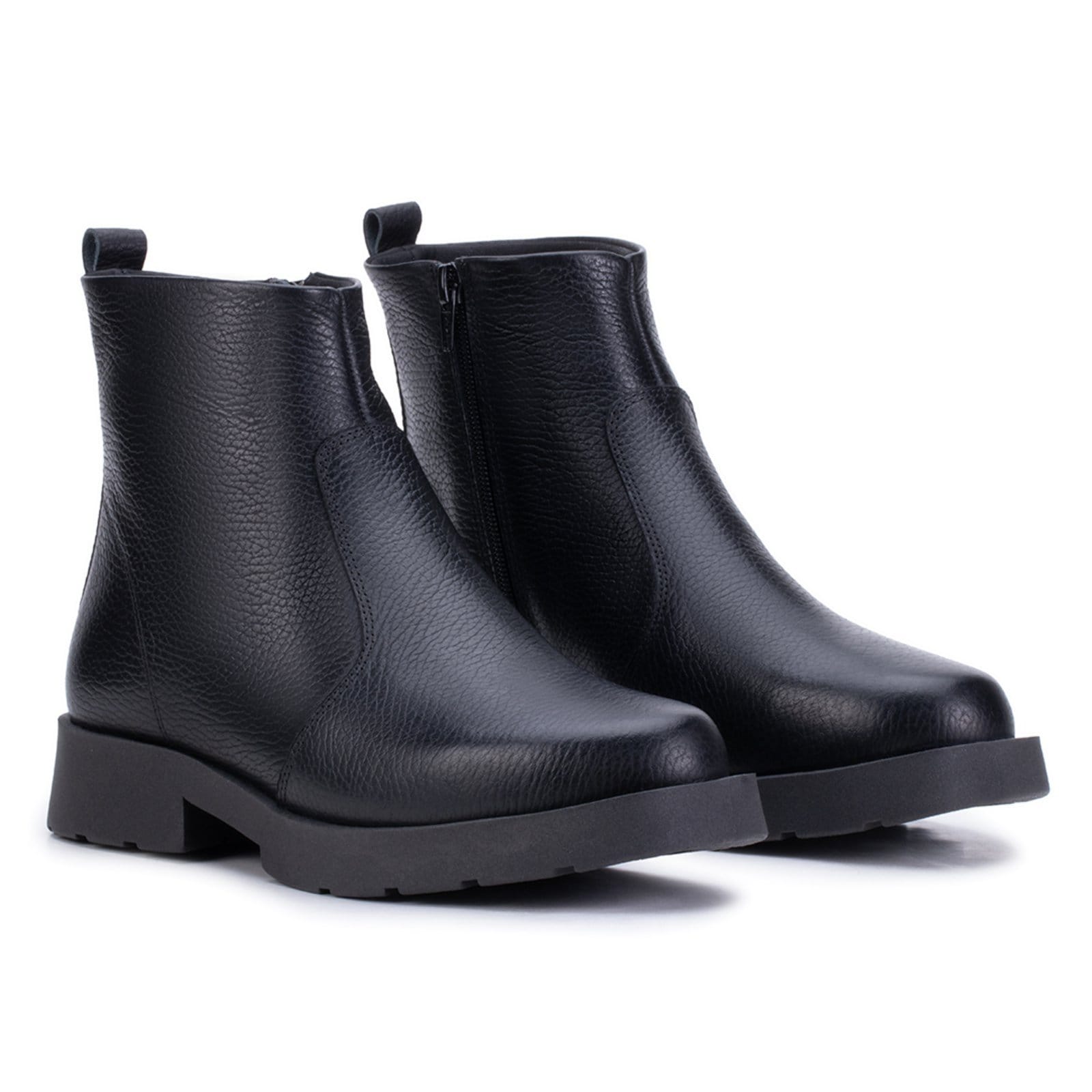 Vista 2 Bota Feminina Bella Nina Couro Coturno Cano Curto Salto Baixo Leve Bella Nina preto